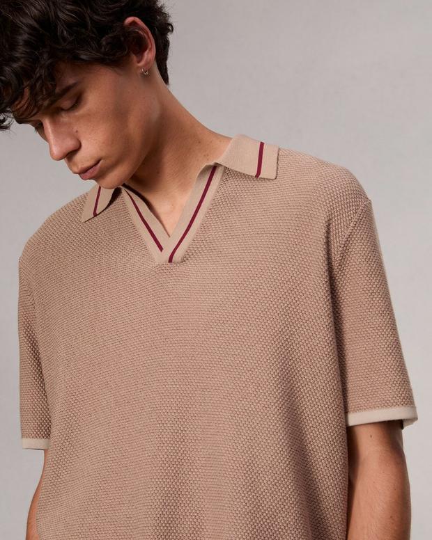 Harvey Jonny Collar Polo - Desert | rag & bone Harvey Jonny Collar Polo - Desert | rag & bone