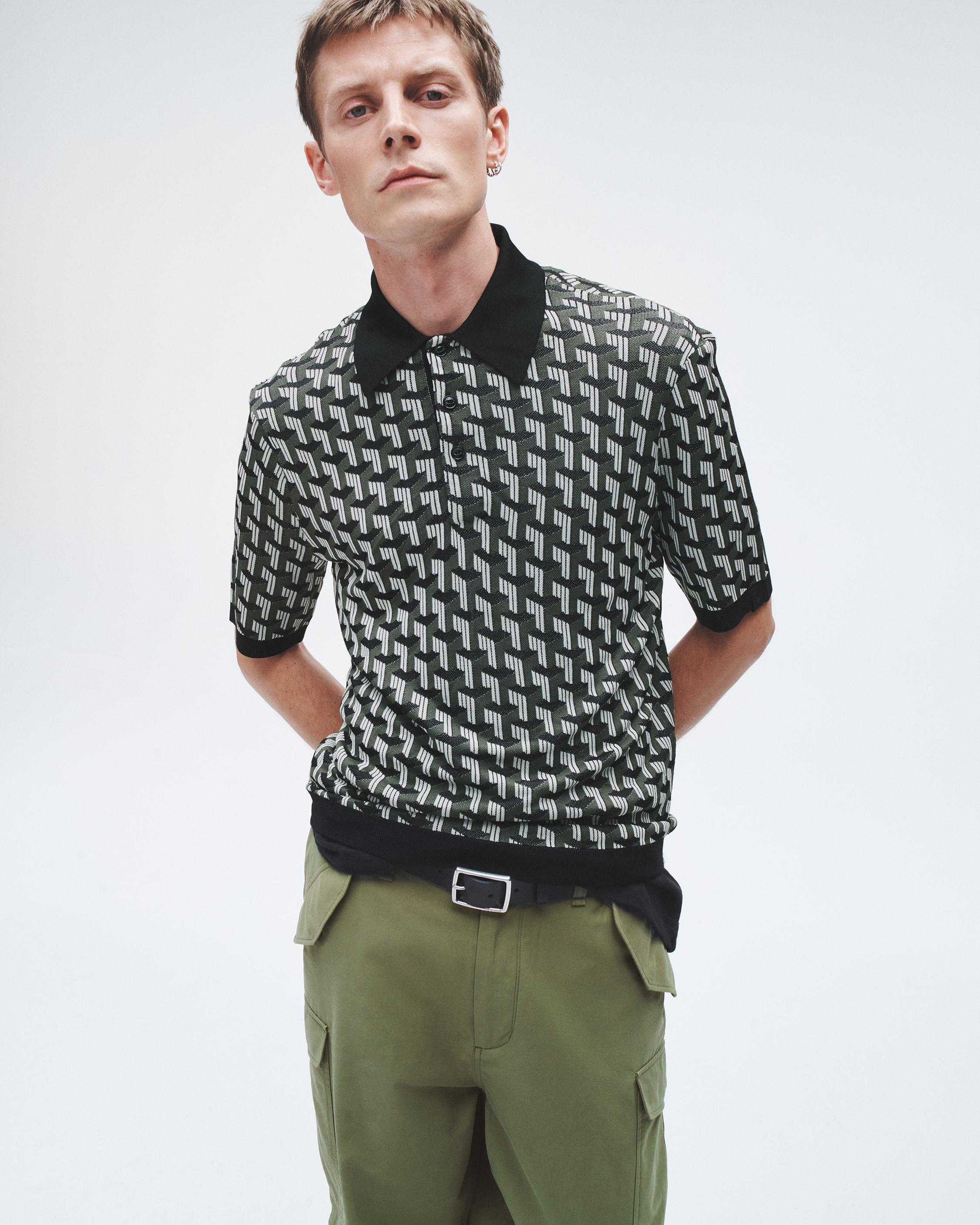 Vaughn Viscose Short Sleeve Polo - Army Multi | rag & bone