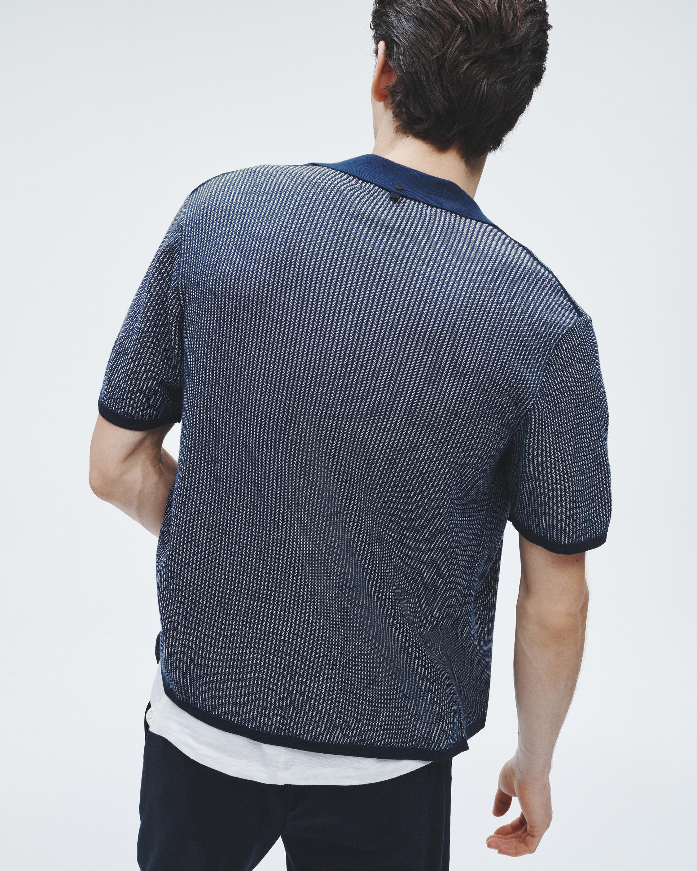 Harvey Cotton Knit Camp Shirt - Denim Blue