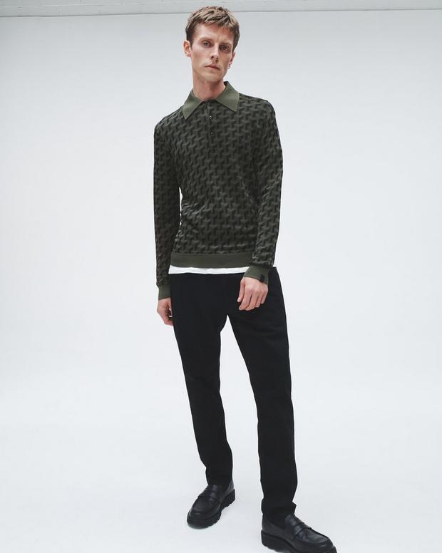 Vaughn Viscose Long Sleeve Polo image number 1