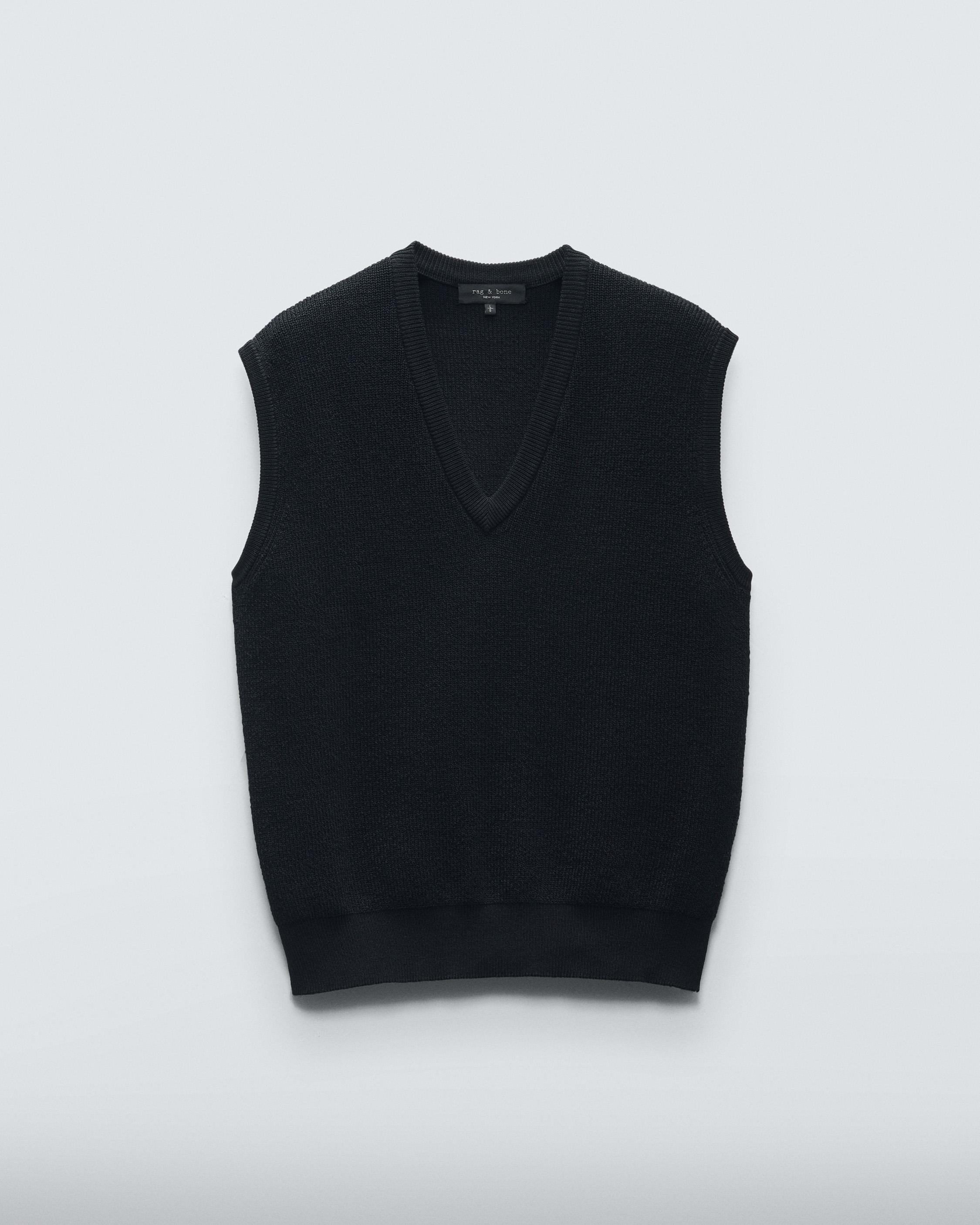 Harvey Cotton Sweater Vest - Black | rag & bone
