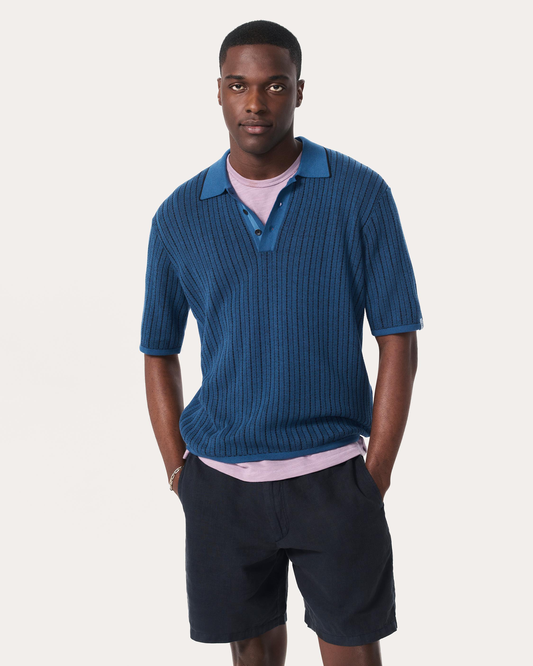 Harvey Striped Knit Polo Shirt image number 2