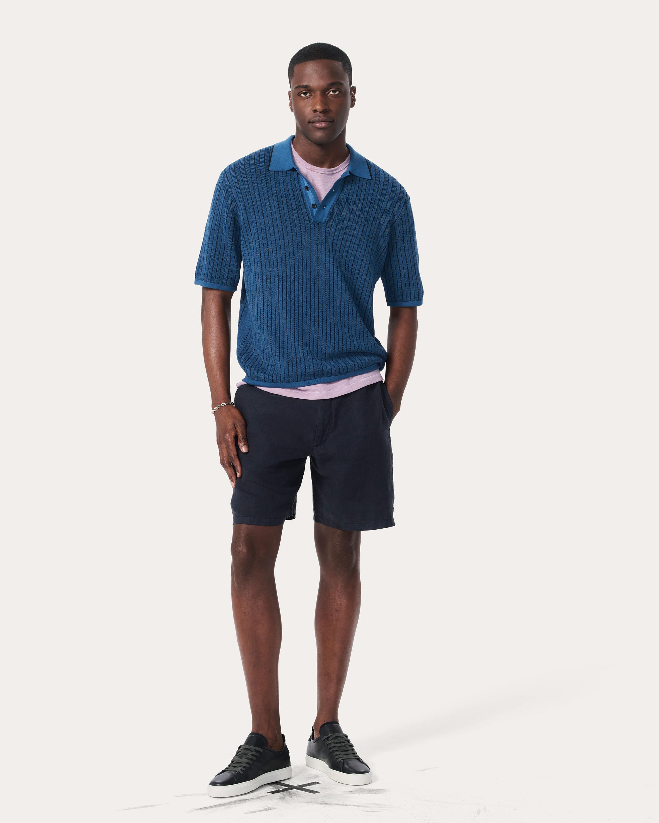 Harvey Striped Knit Polo Shirt image number 3