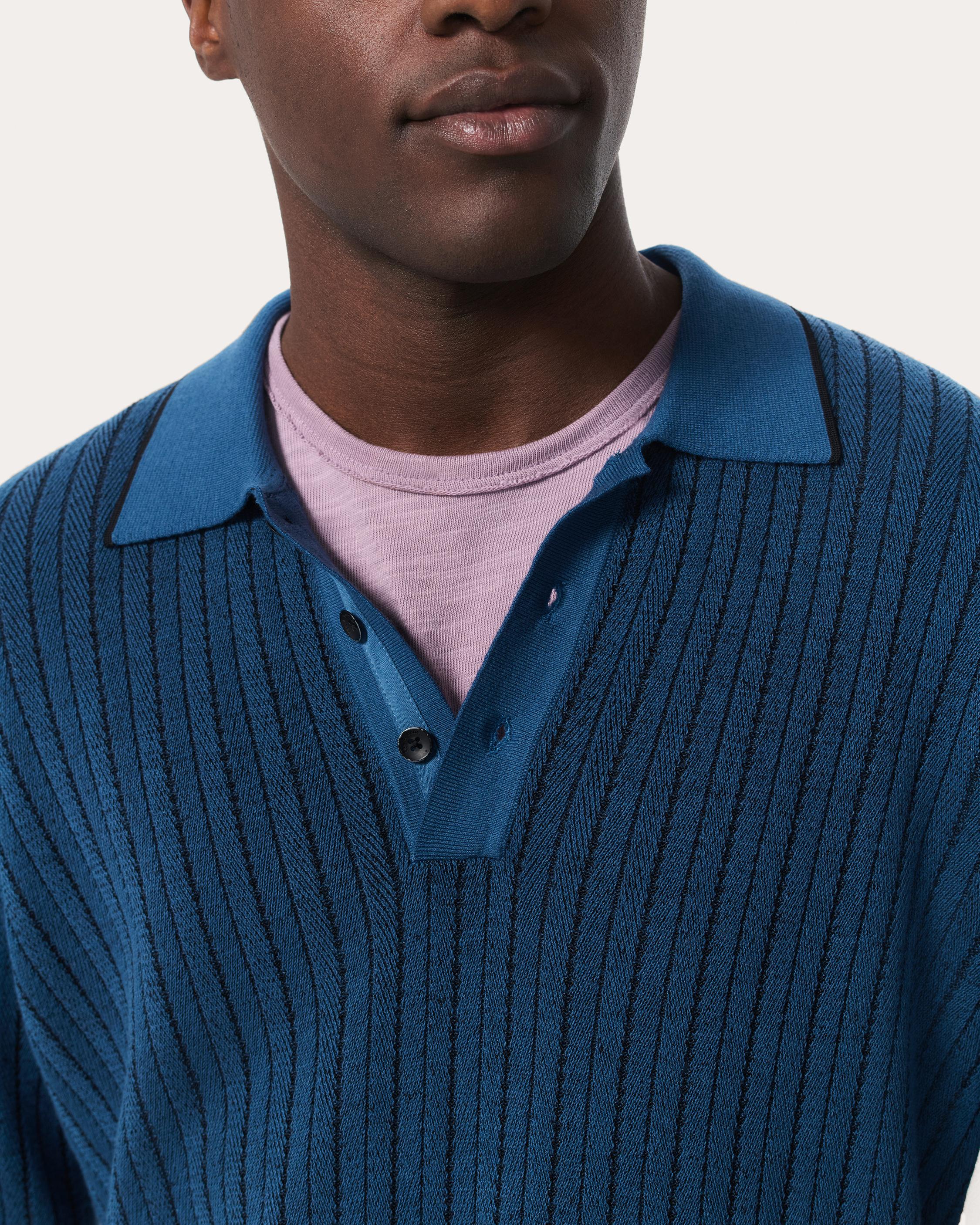 Harvey Striped Knit Polo Shirt image number 4