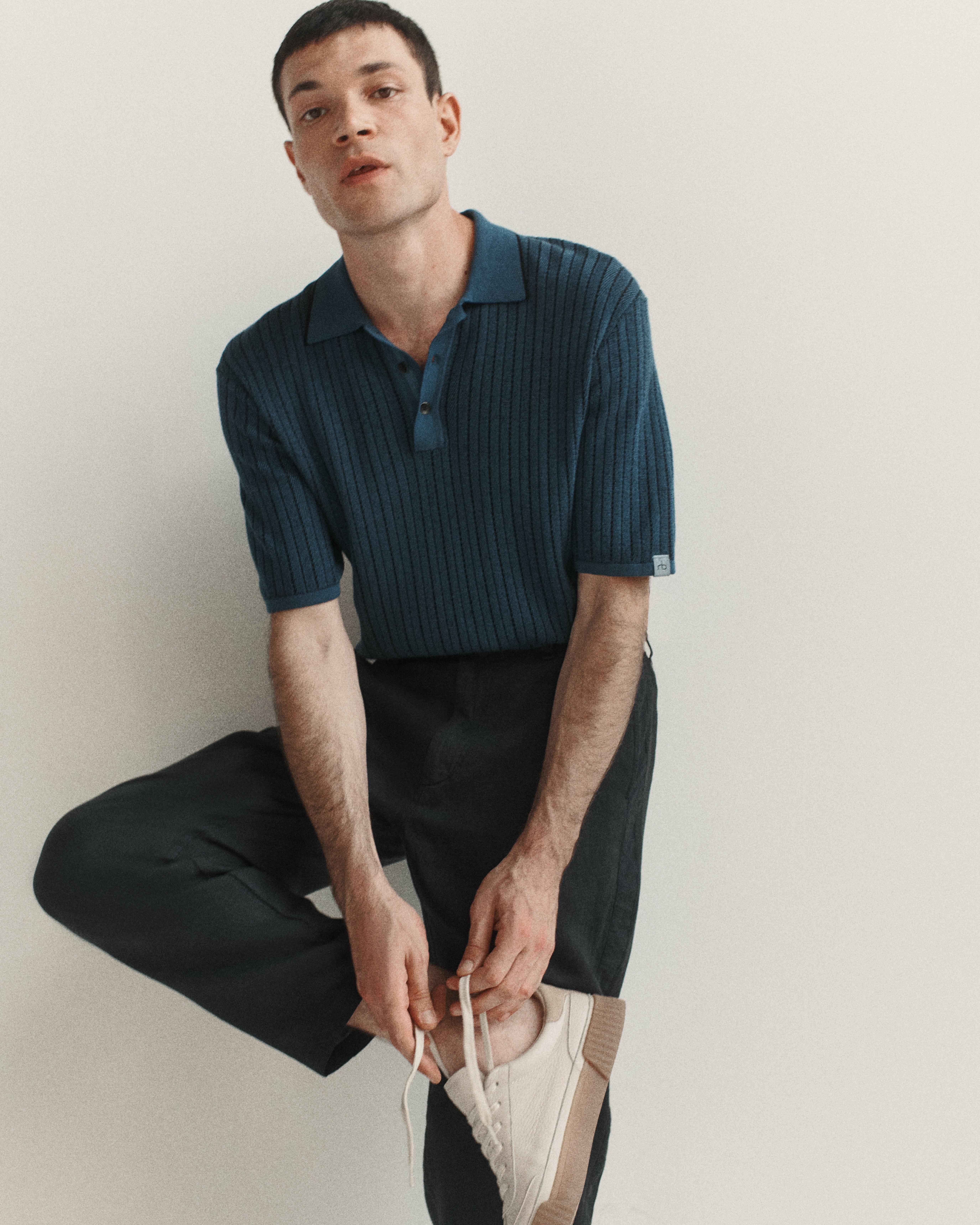 Harvey Striped Knit Polo Shirt image number 7