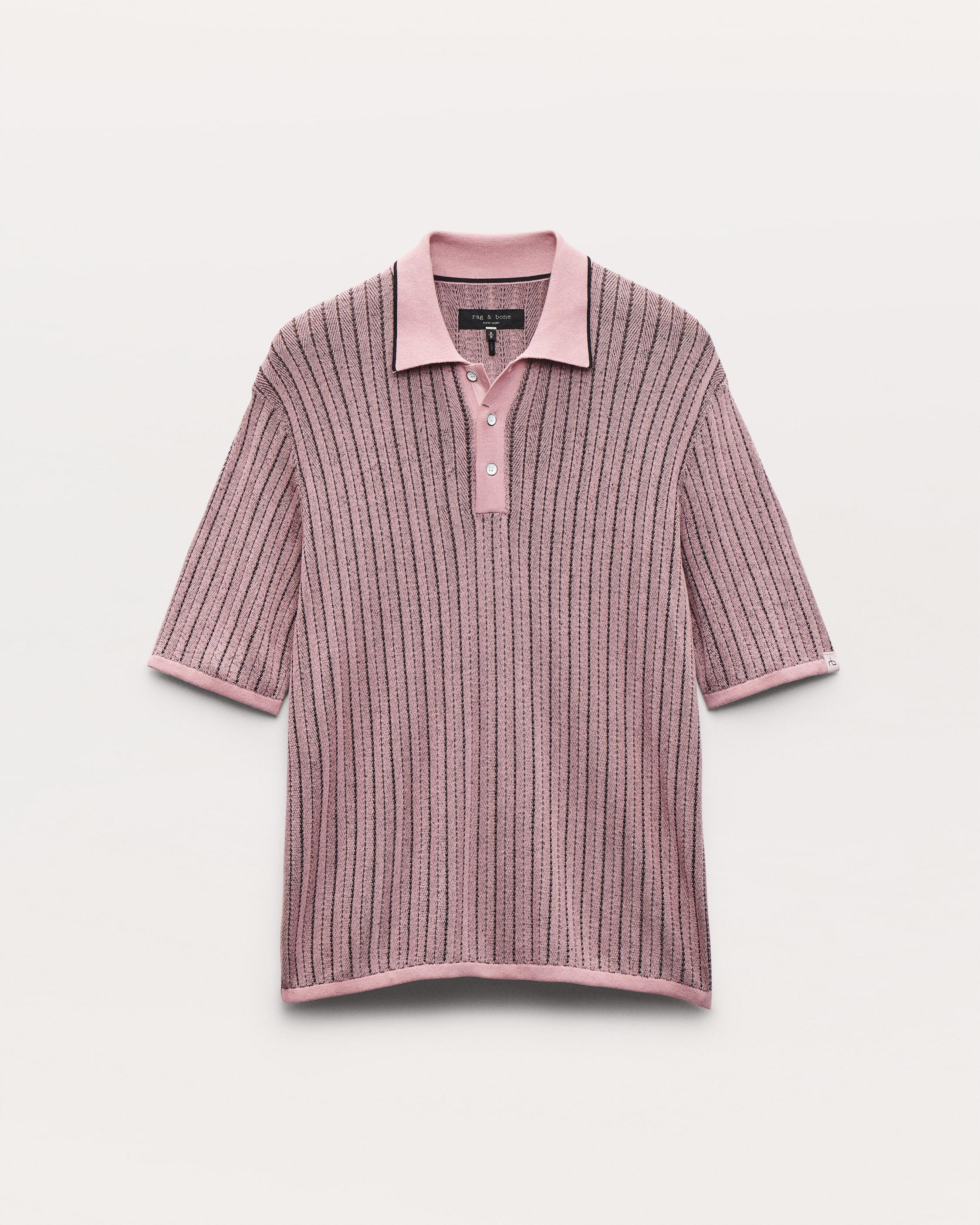 Harvey Striped Knit Polo Shirt image number 1