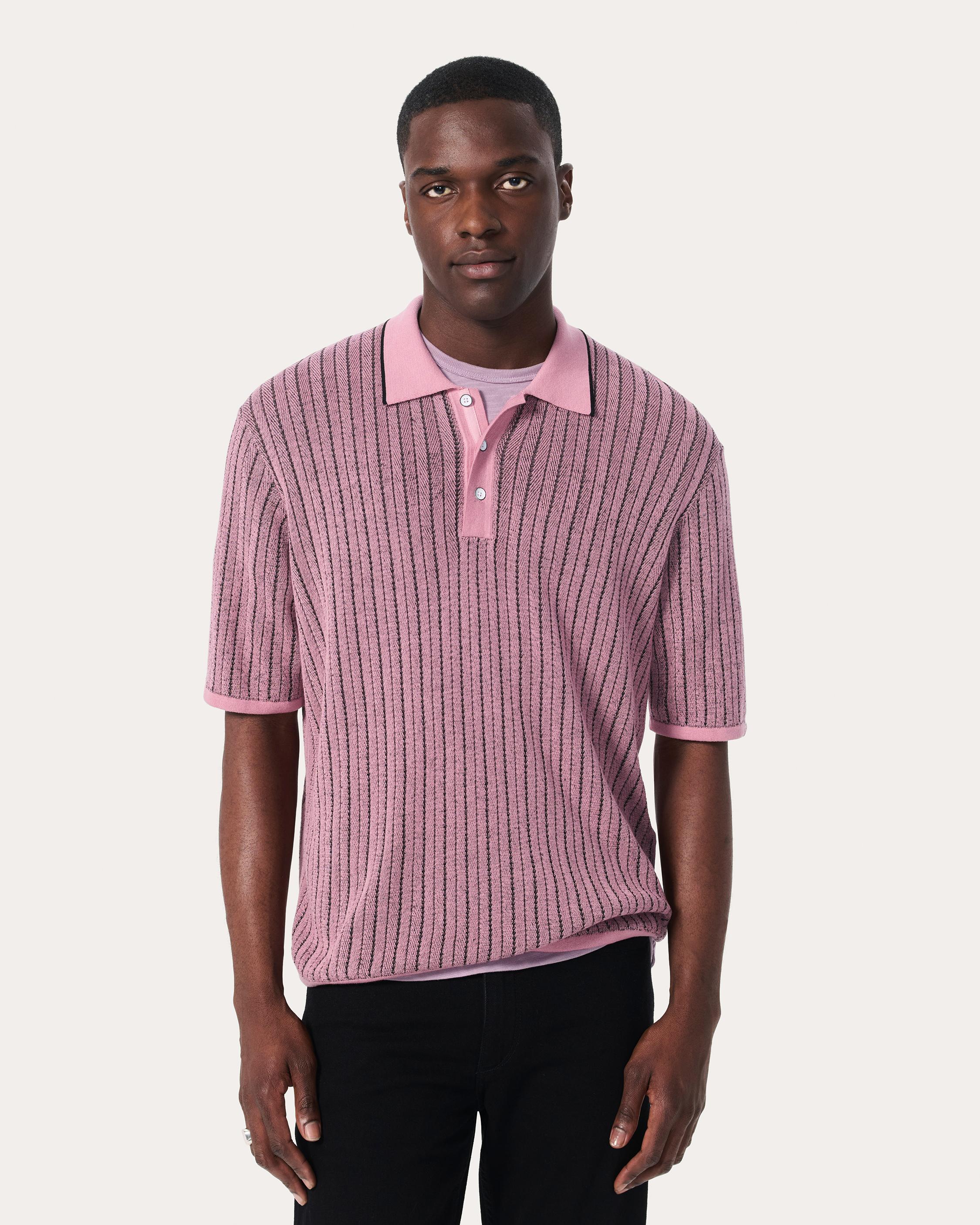 Harvey Striped Knit Polo Shirt image number 2