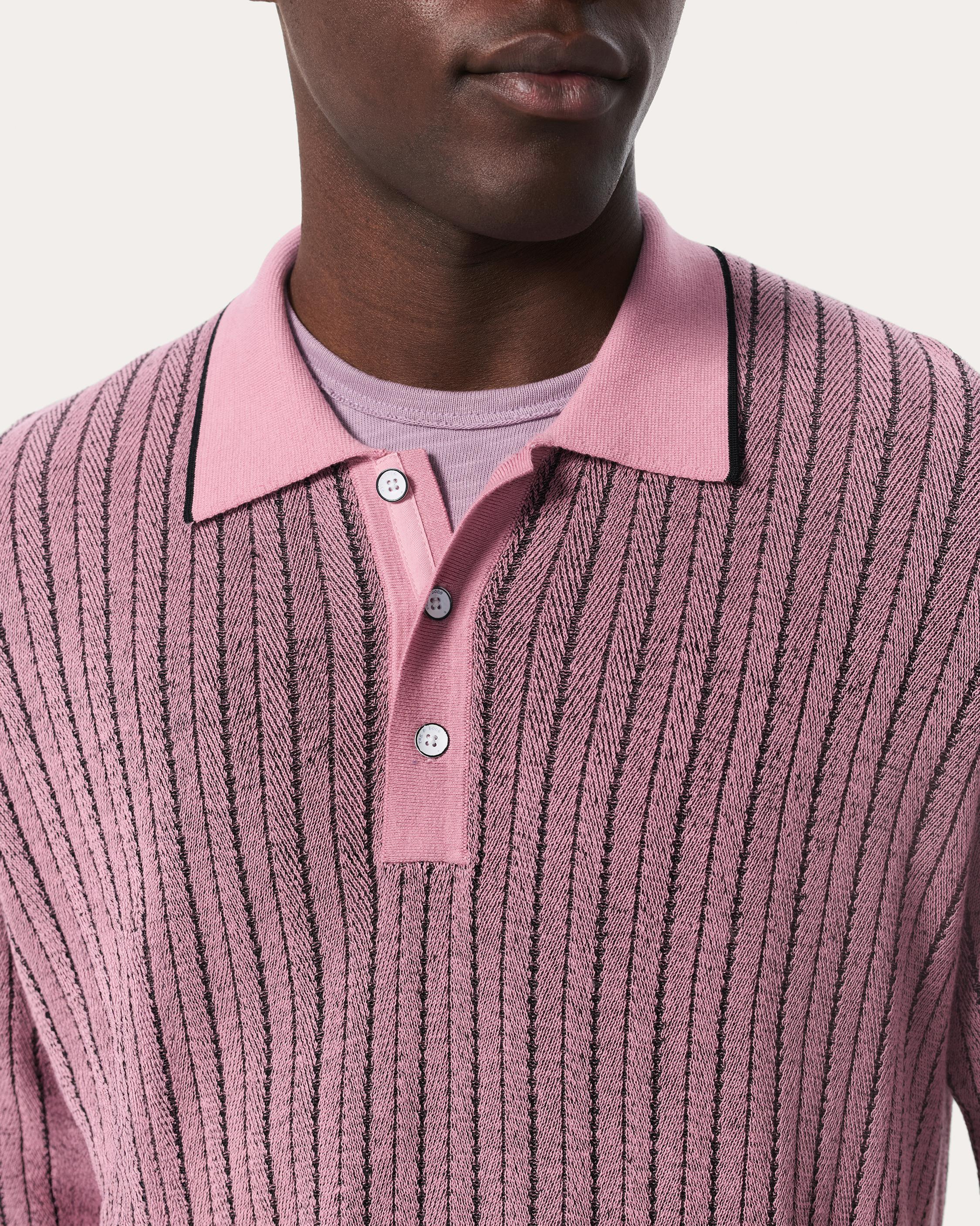 Harvey Striped Knit Polo Shirt image number 4