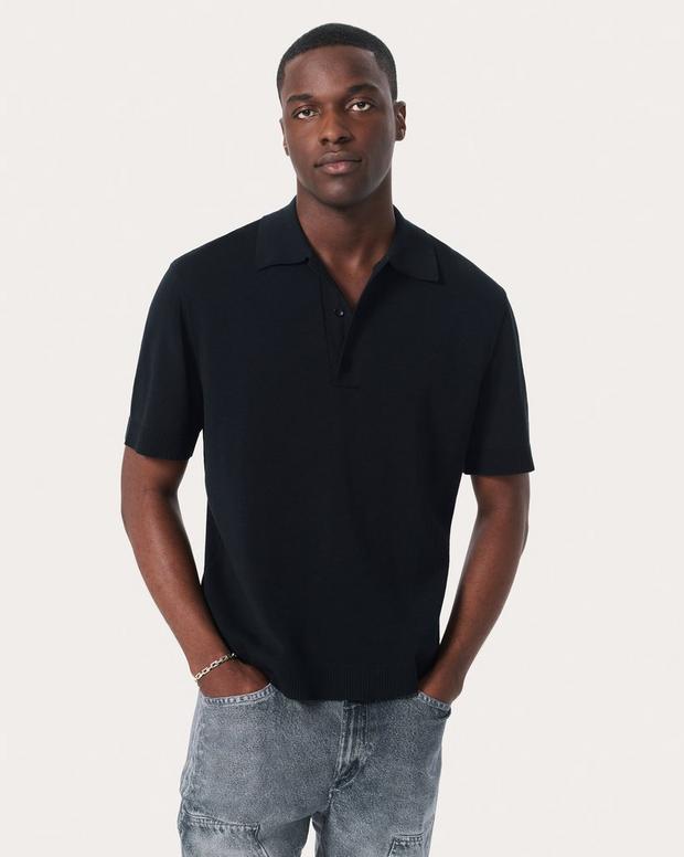 Knit Polo Shirt - Black | rag & bone Knit Polo Shirt - Black | rag & bone
