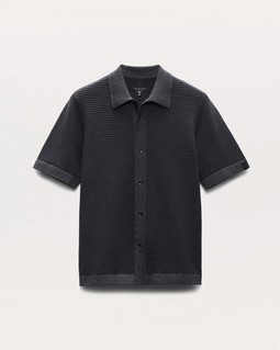 Harvey Striped Jacquard-Knit Shirt - Washed Black | rag & bone Harvey Striped Jacquard-Knit Shirt - Washed Black | rag & bone