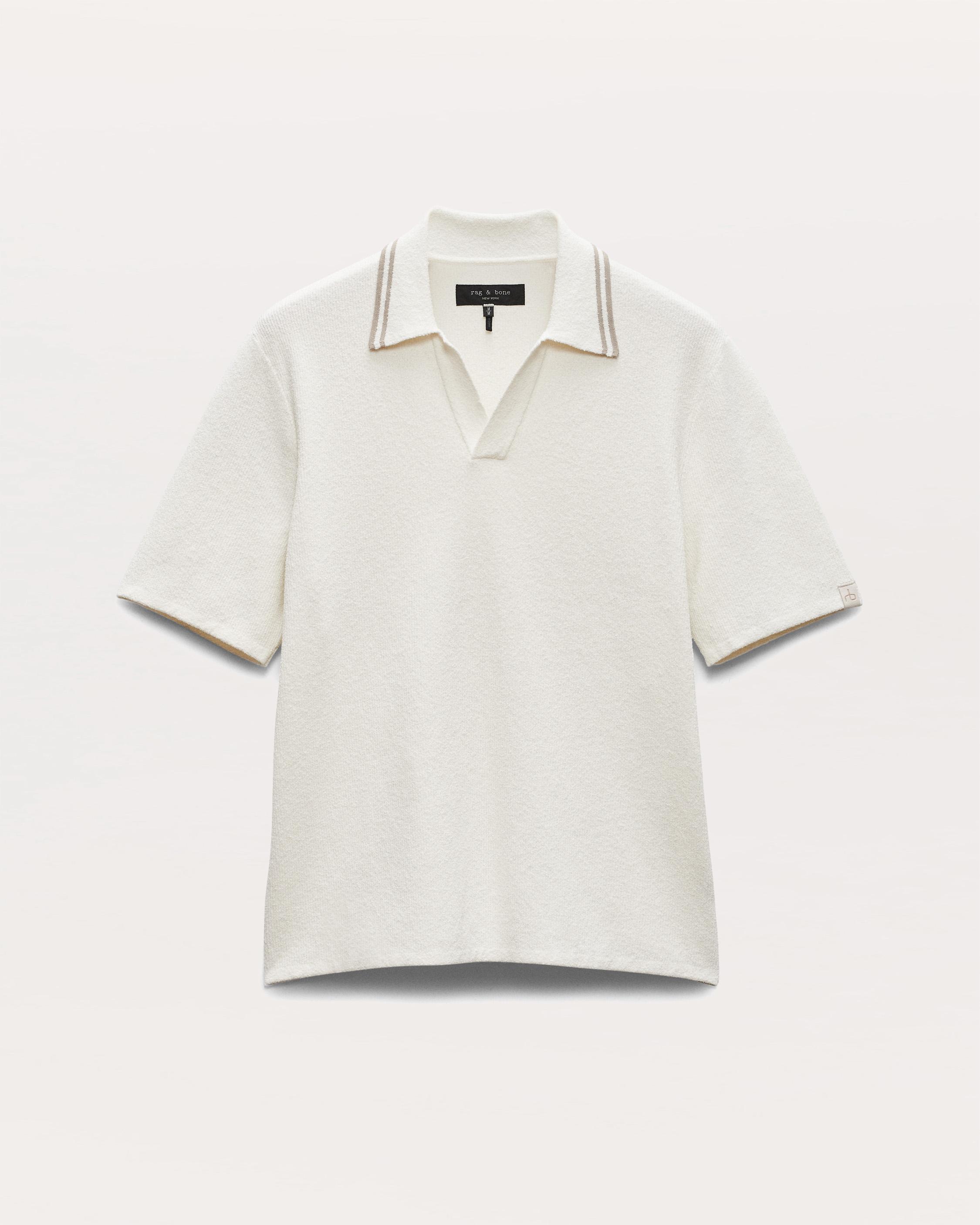 Zuma Johnny Collar Knit Polo Shirt - Ivory | rag & bone