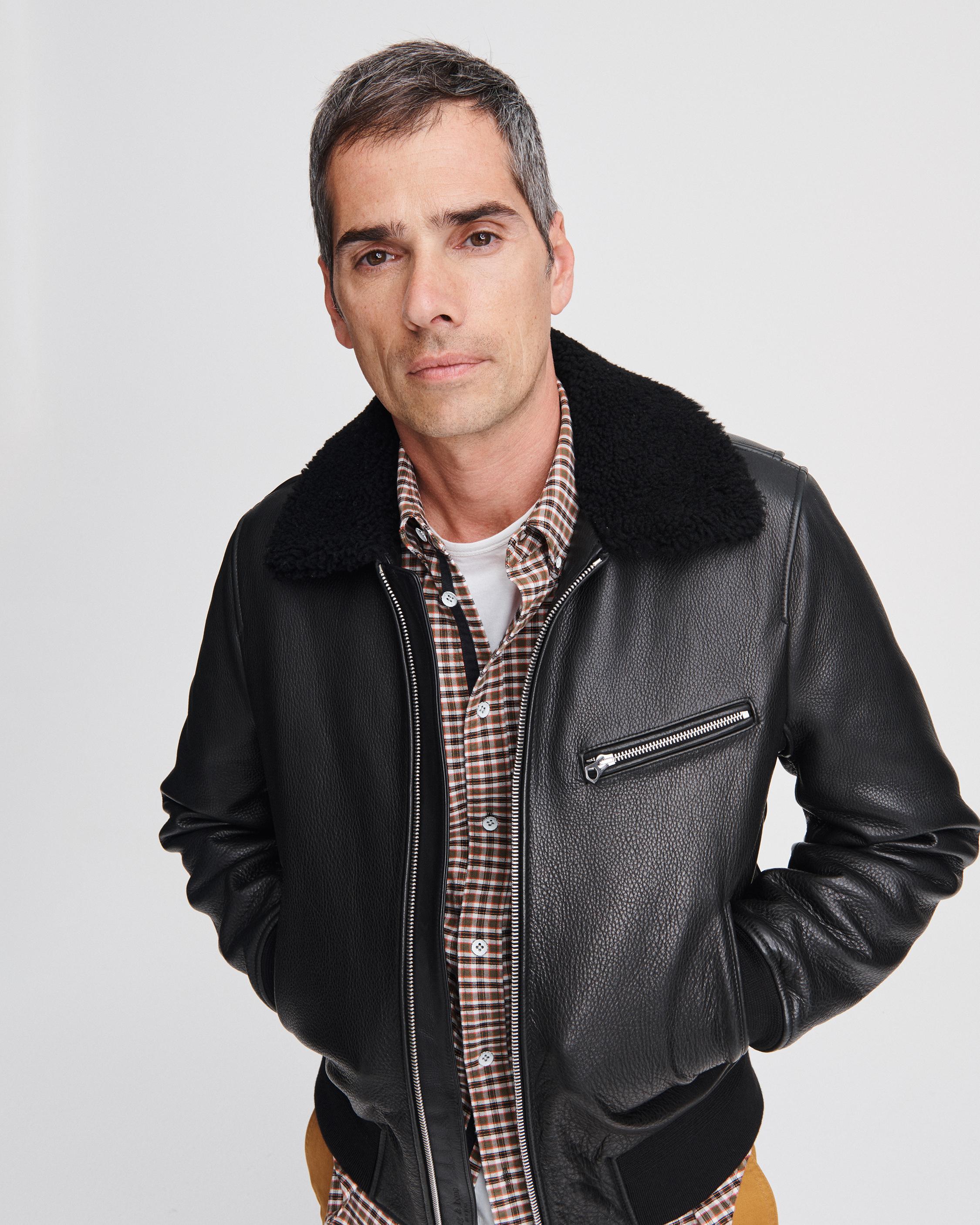 Leather Flight Jacket for Men in Black rag bone