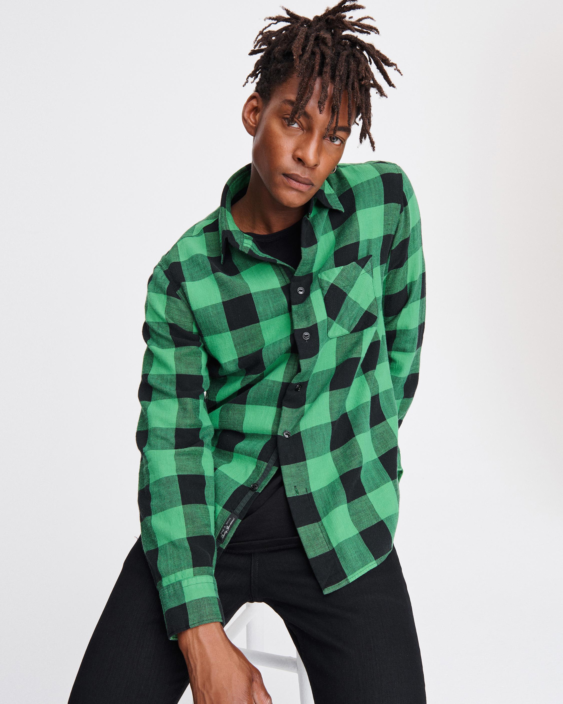 Rothco Extra Heavyweight Buffalo Plaid Flannel Shirt, Green Plaid, L