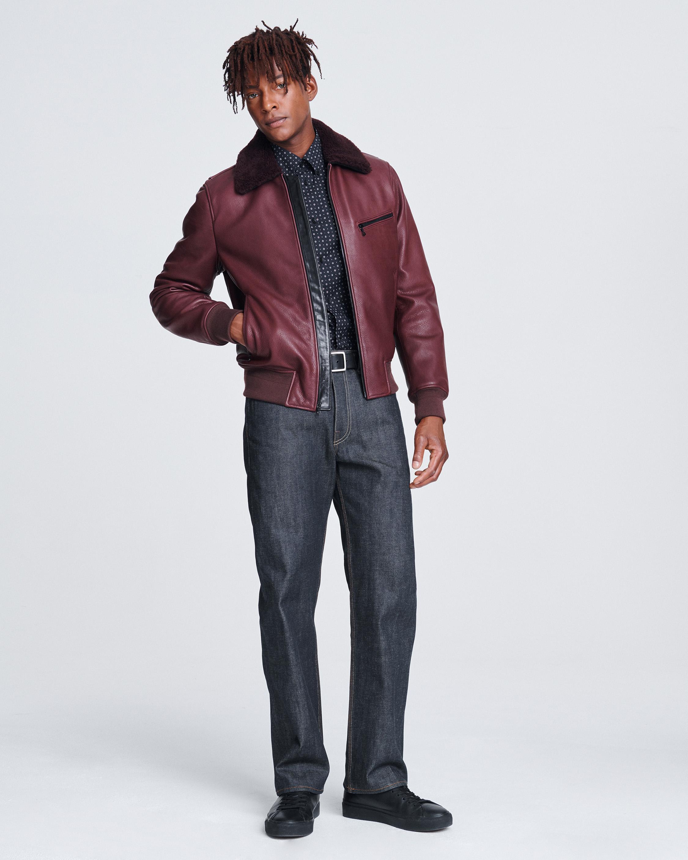 Rag and bone store leather bomber jacket