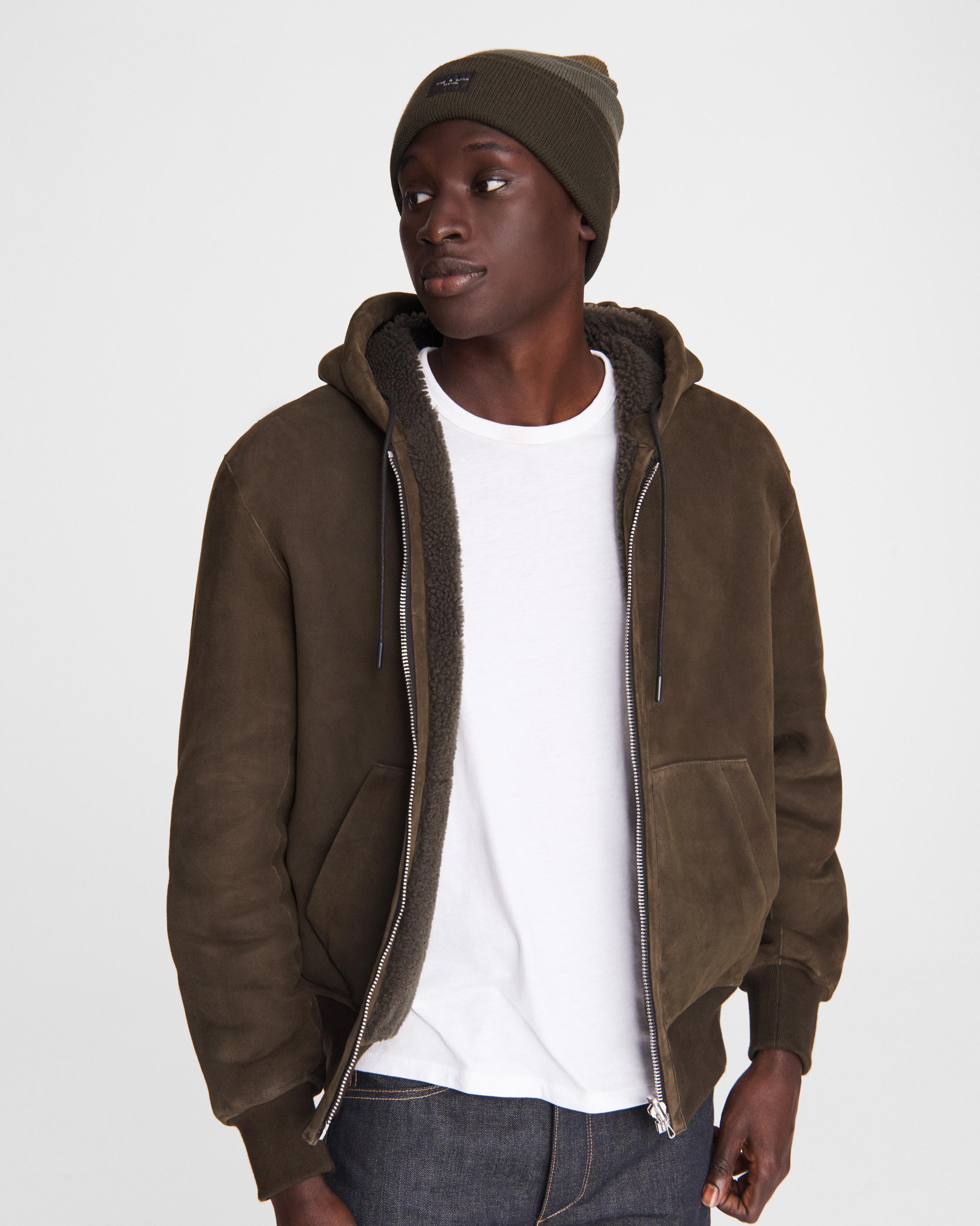 Mens shearling hoodie on sale