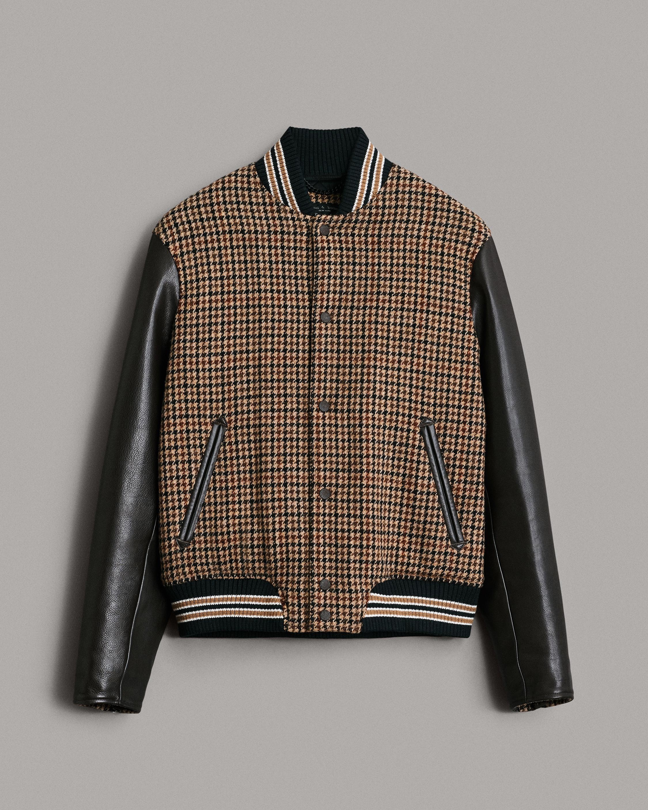 Varsity Houndstooth Wool Jacket