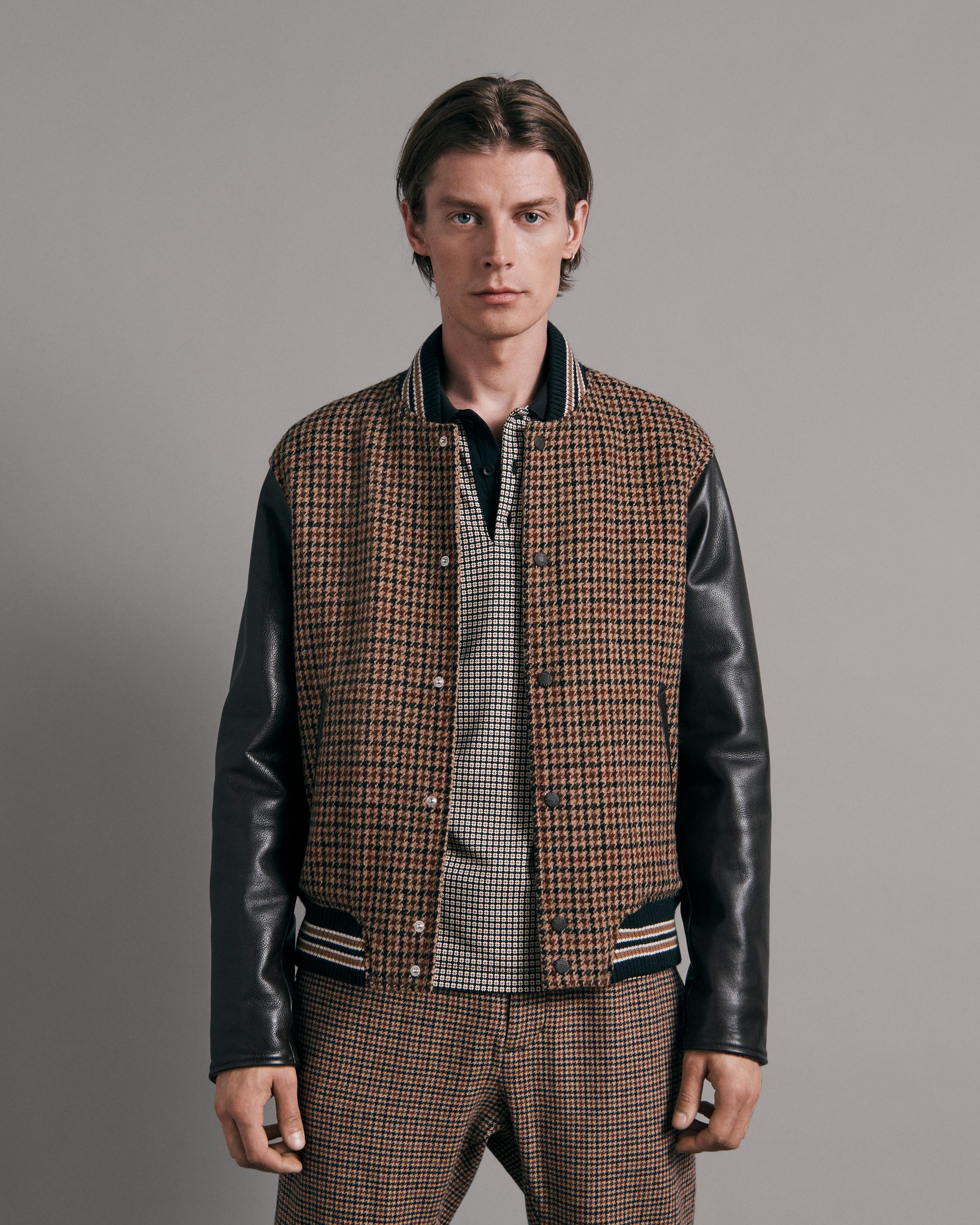 Varsity Houndstooth Wool Jacket