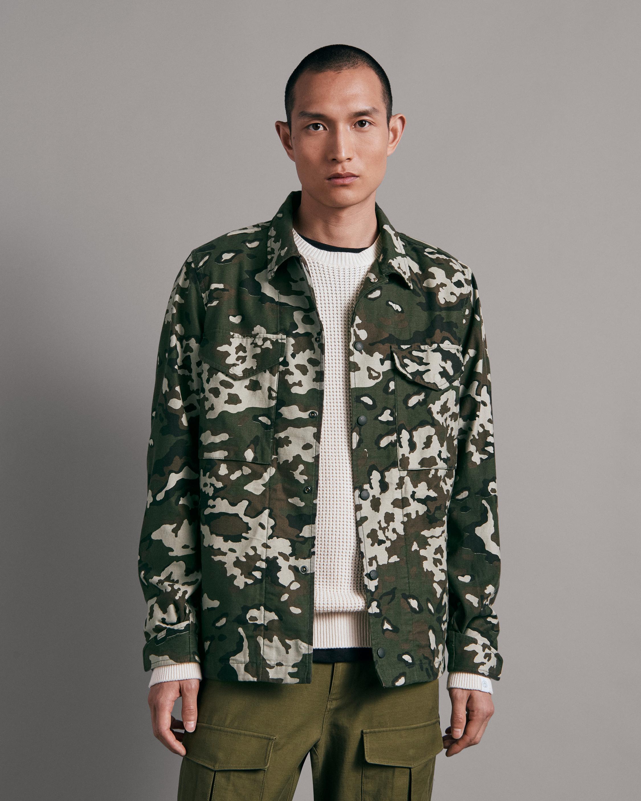 Rag & Bone Flight Printed Cotton-canvas Overshirt In Green Camo