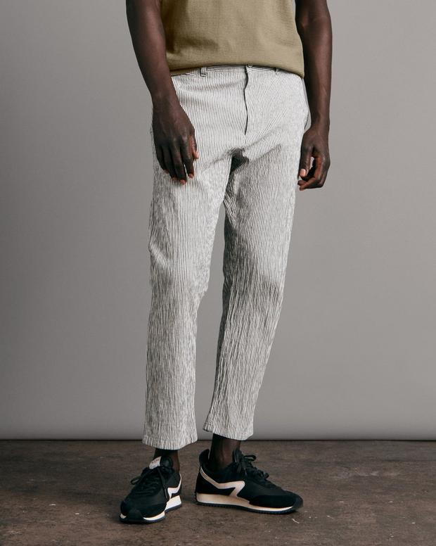 undefined | Beck Cotton Seersucker Cropped Pant