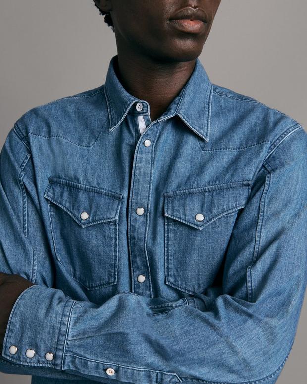 Engineered Chambray Western Shirt image number 6