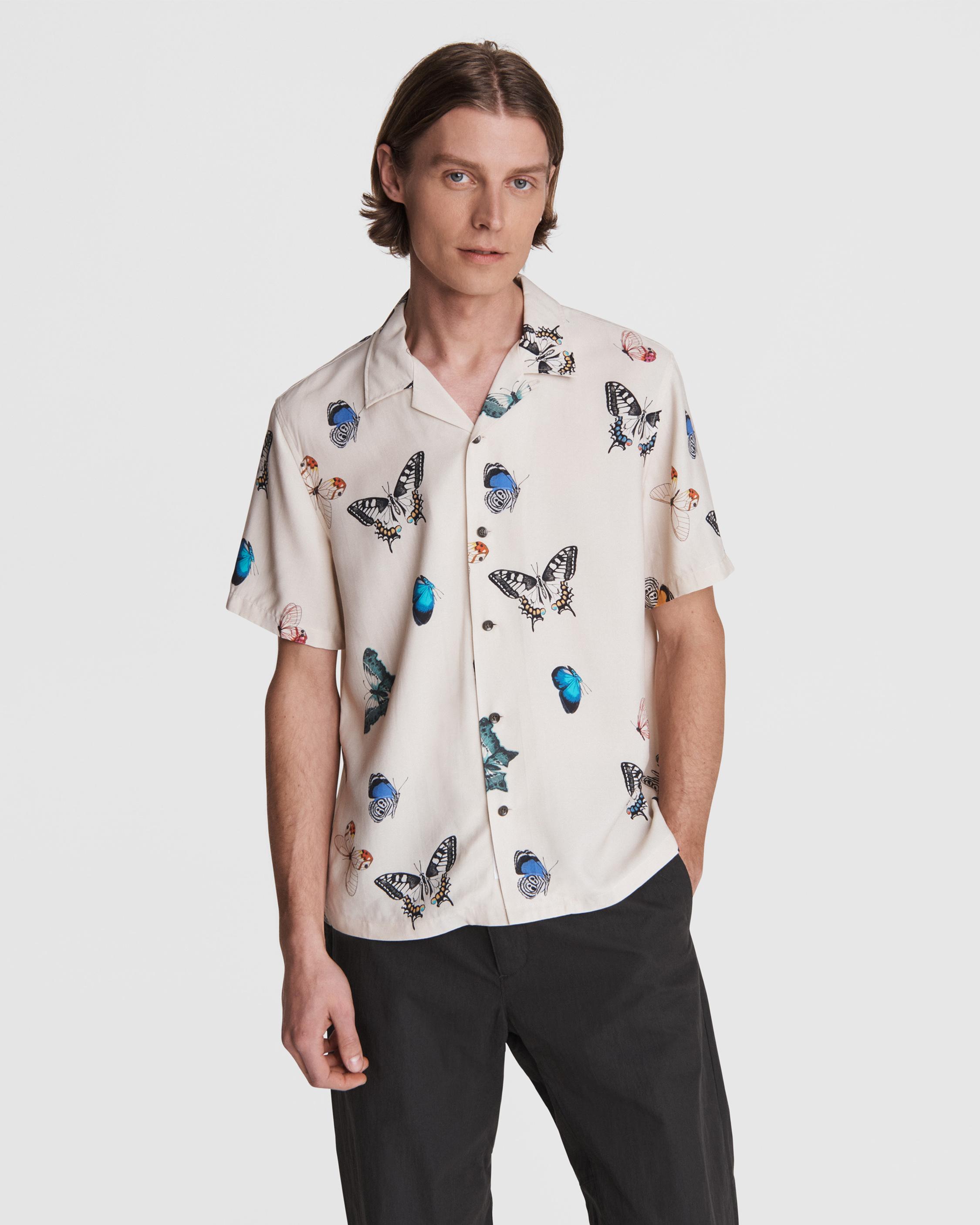 Avery Viscose Print Shirt - White Butterfly | rag & bone