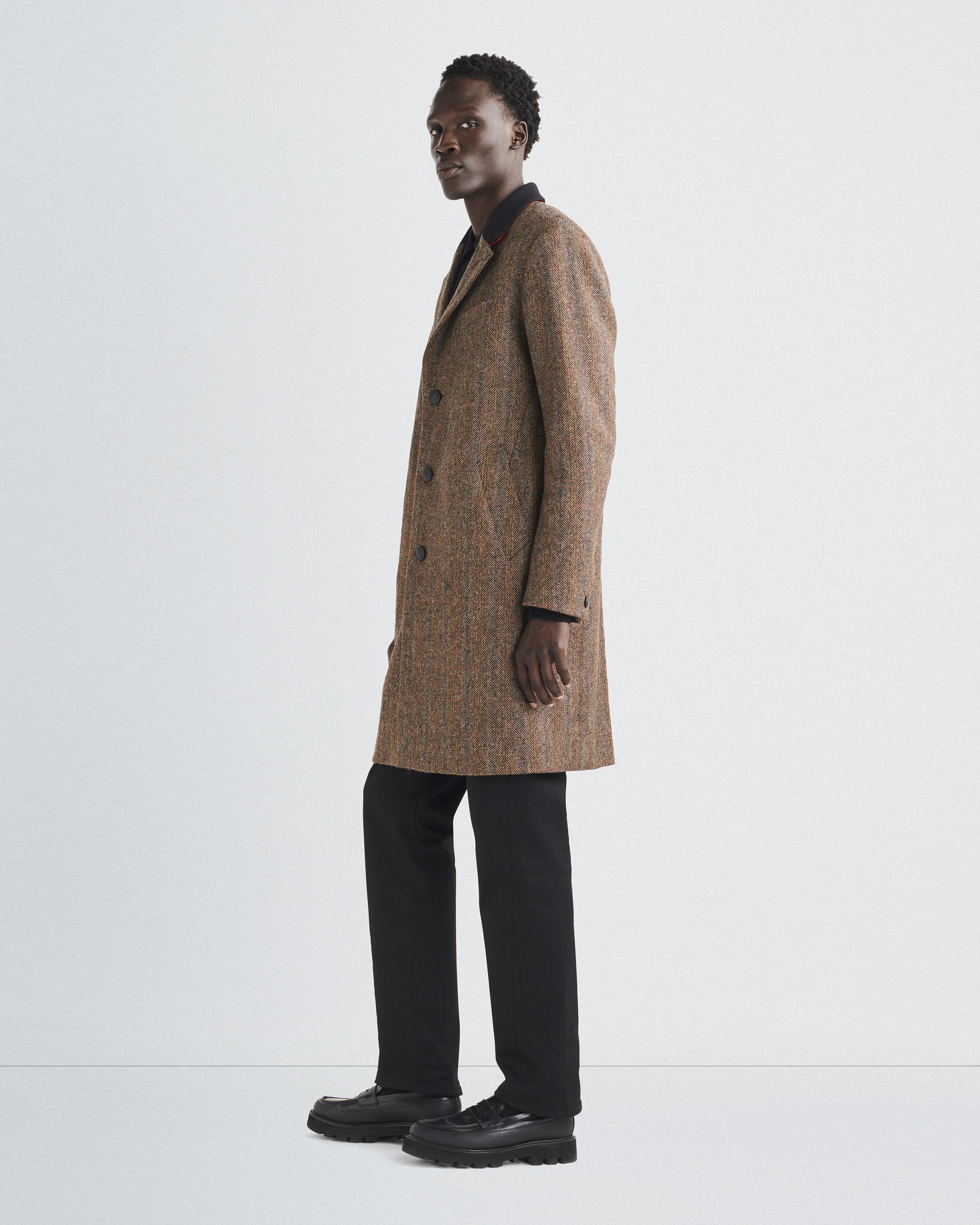 Men's Plus Size Wool Mix Herringbone Overcoat