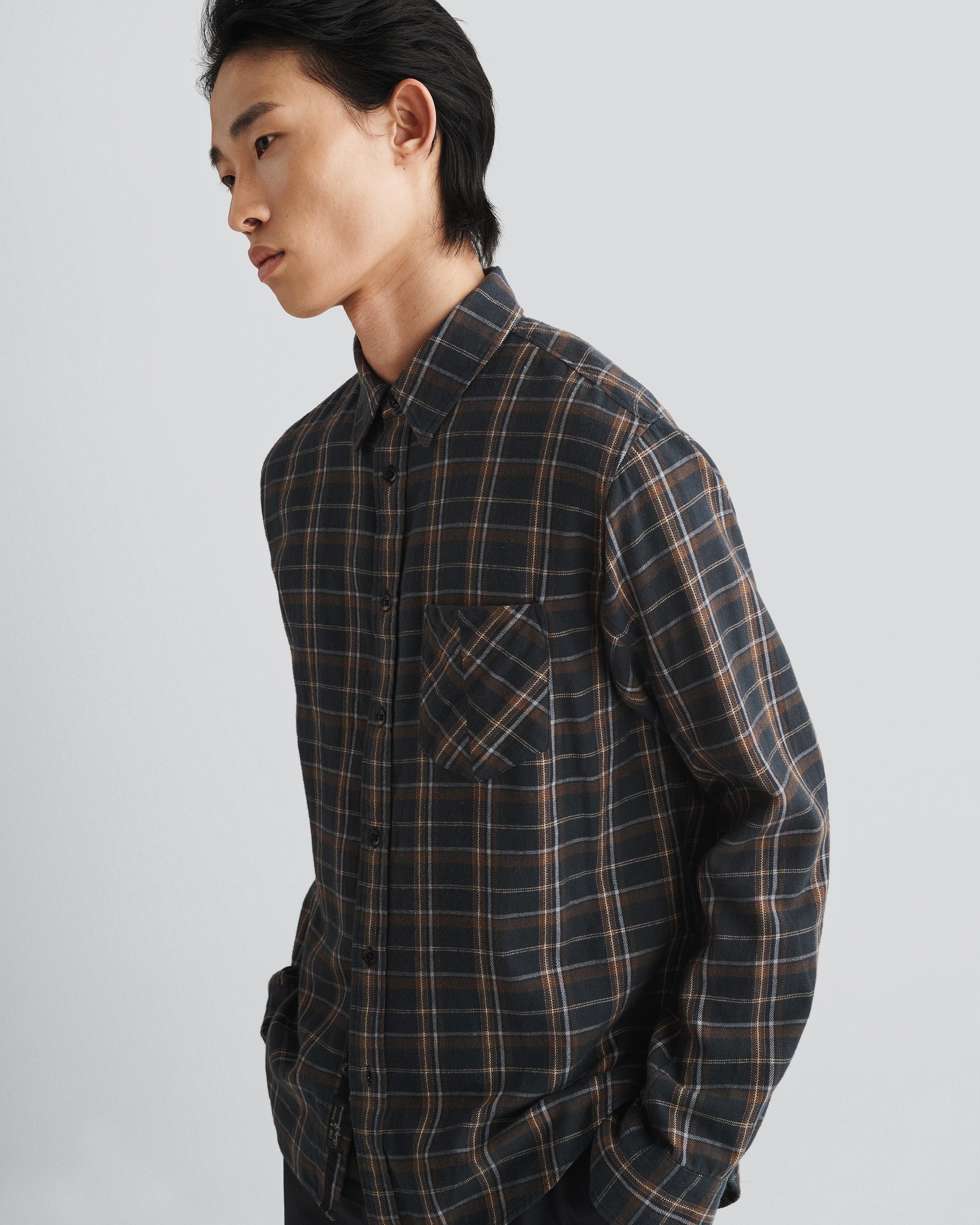 Padded Jack Shirt for Men in Black Plaid Flannel