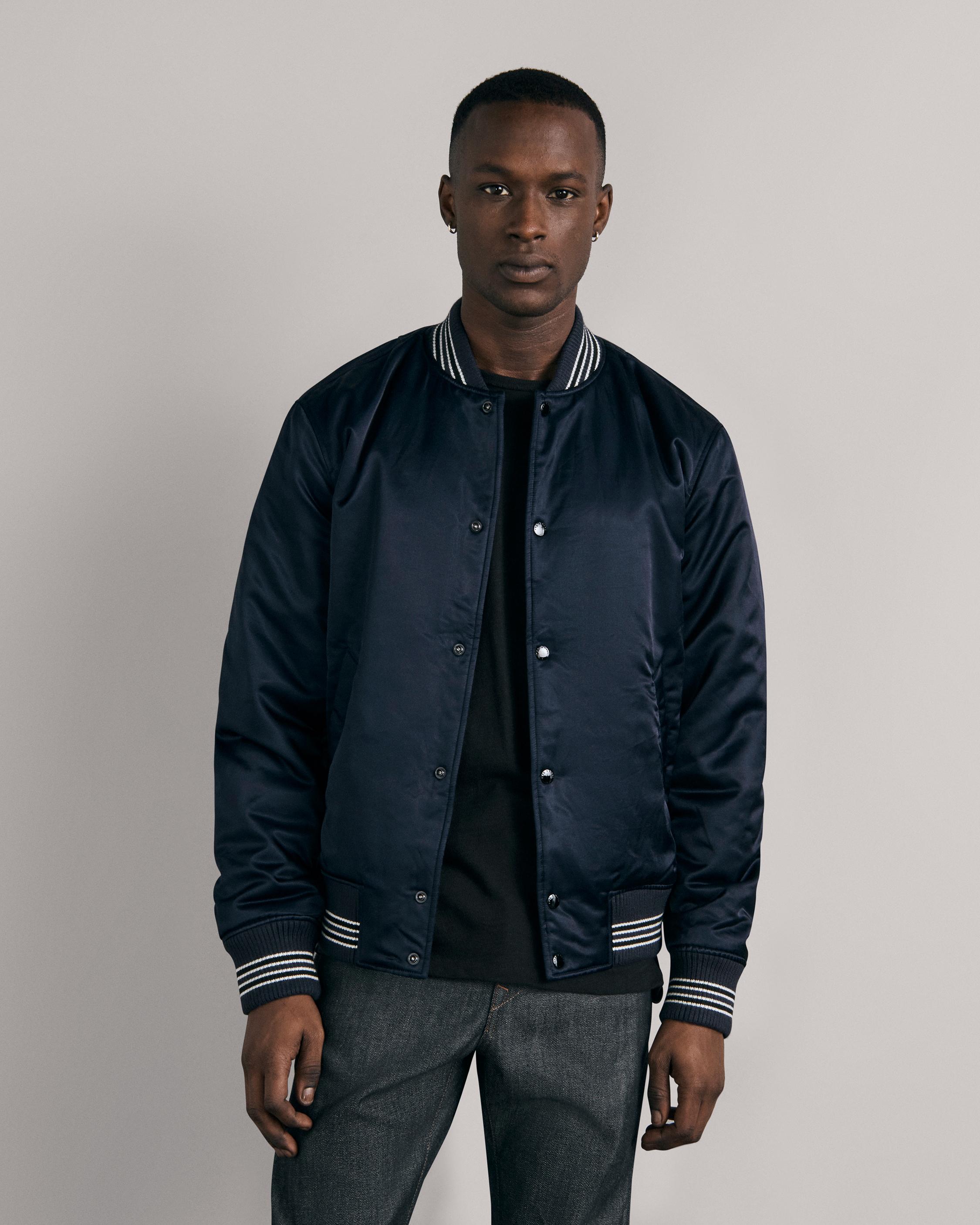 Rag & Bone - Dugout Cotton-Blend Satin Bomber Jacket - Blue Rag and Bone