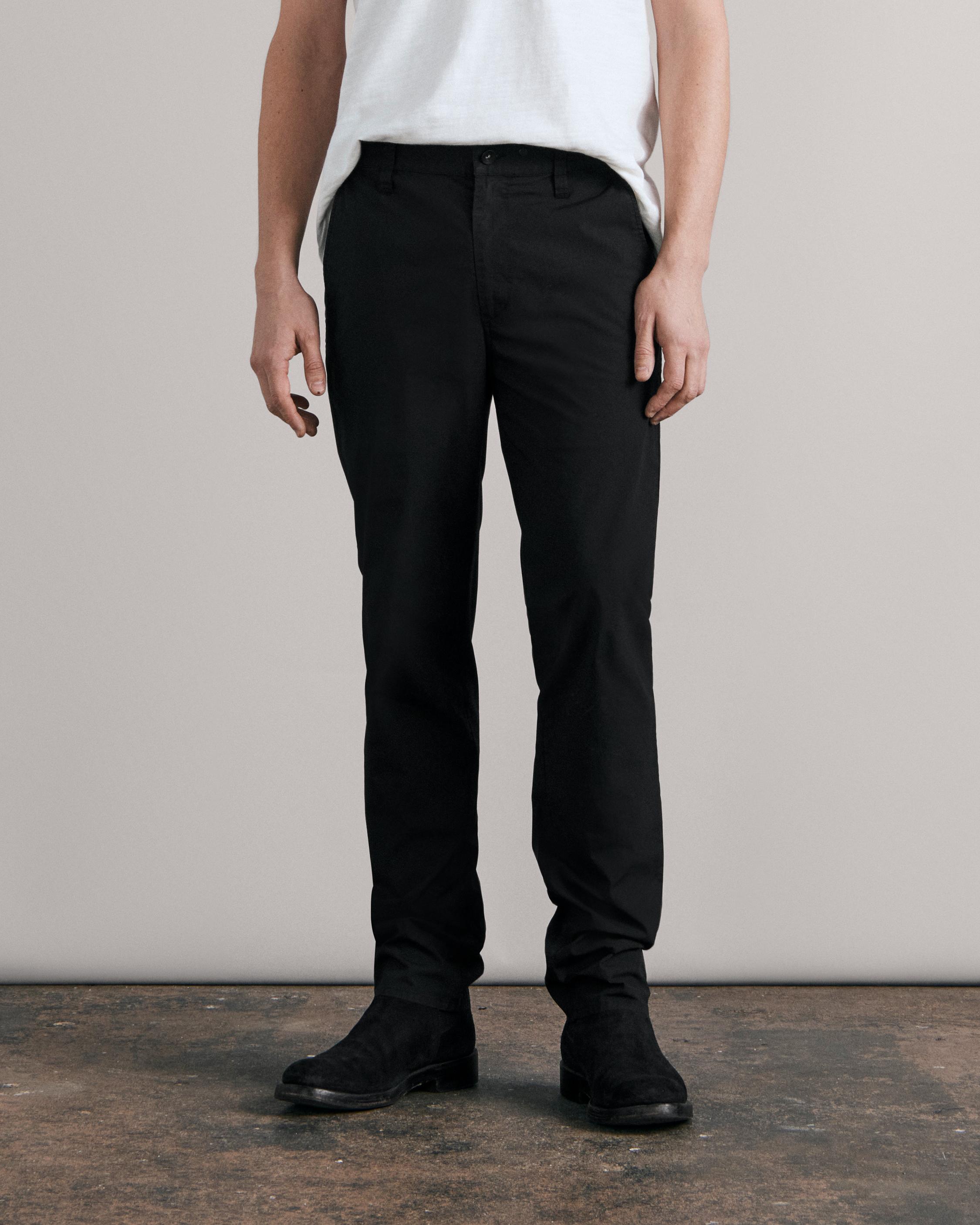 COTTON CHINO PANTS - Black