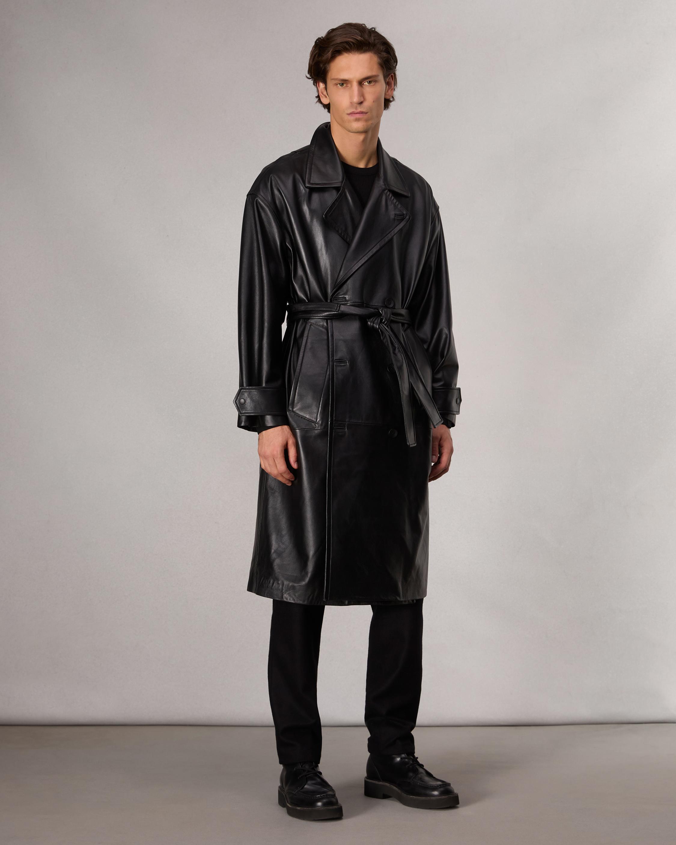 Tyler Leather Trench Coat image number 1