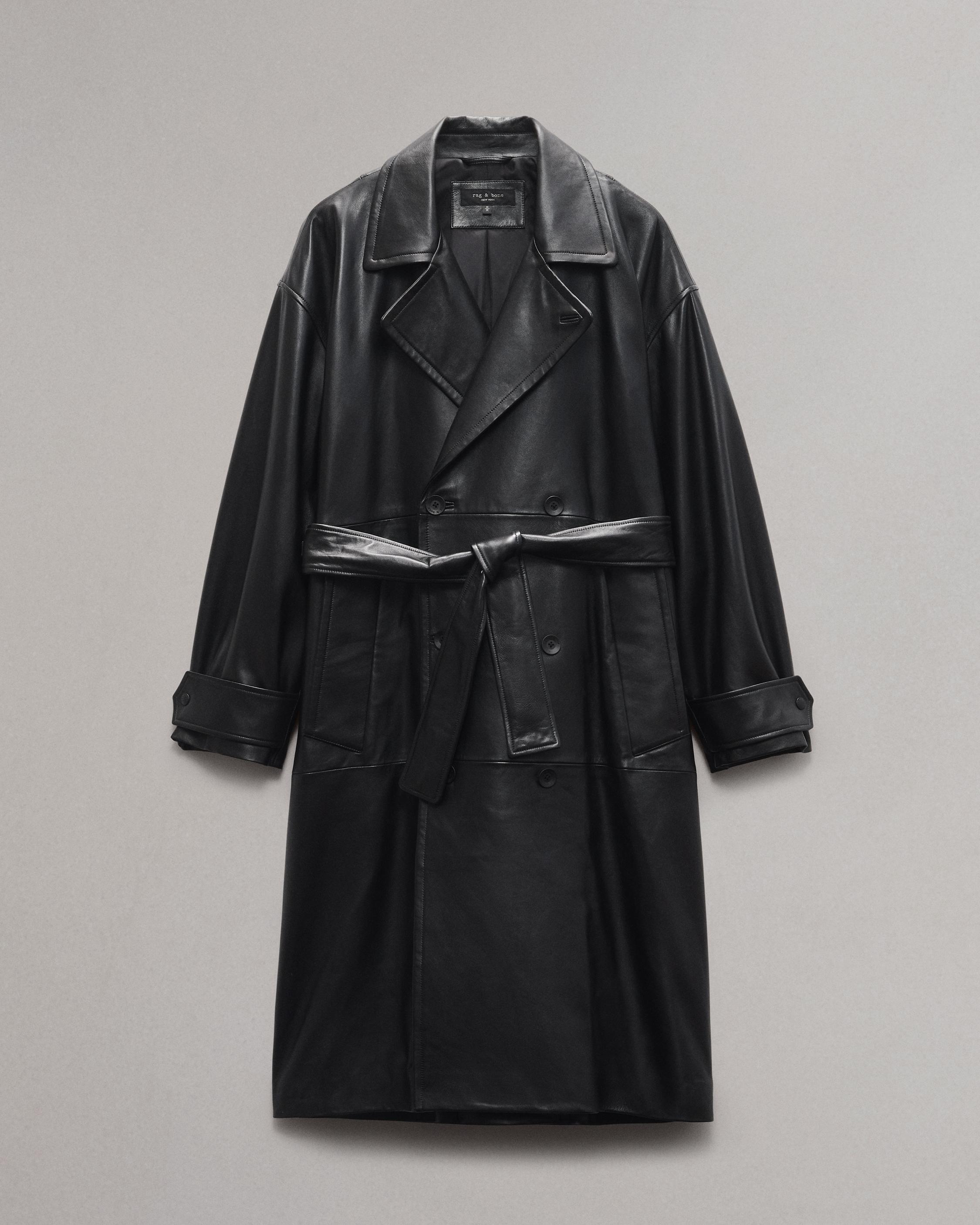 Tyler Leather Trench Coat image number 2