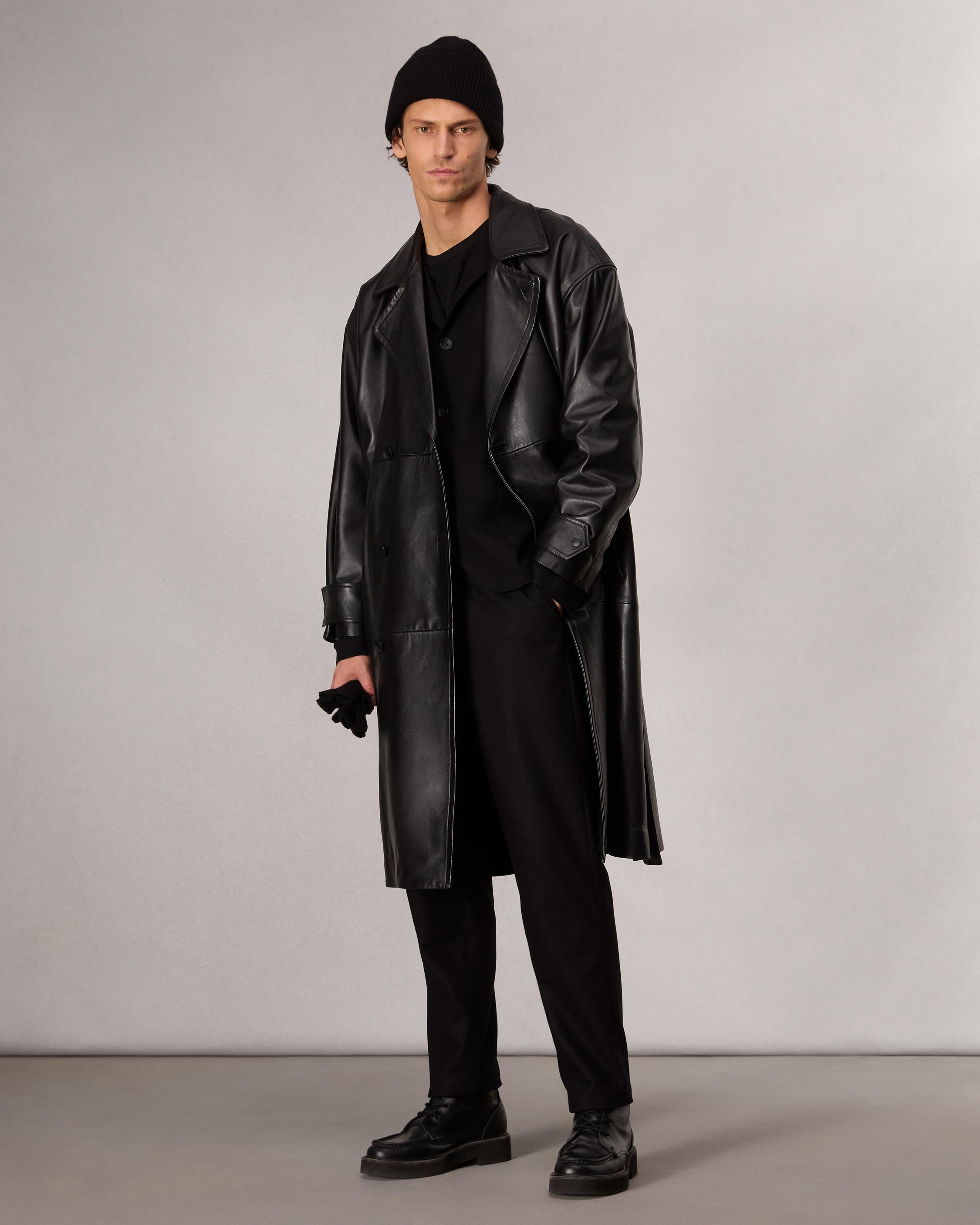 Tyler Leather Trench Coat image number 3