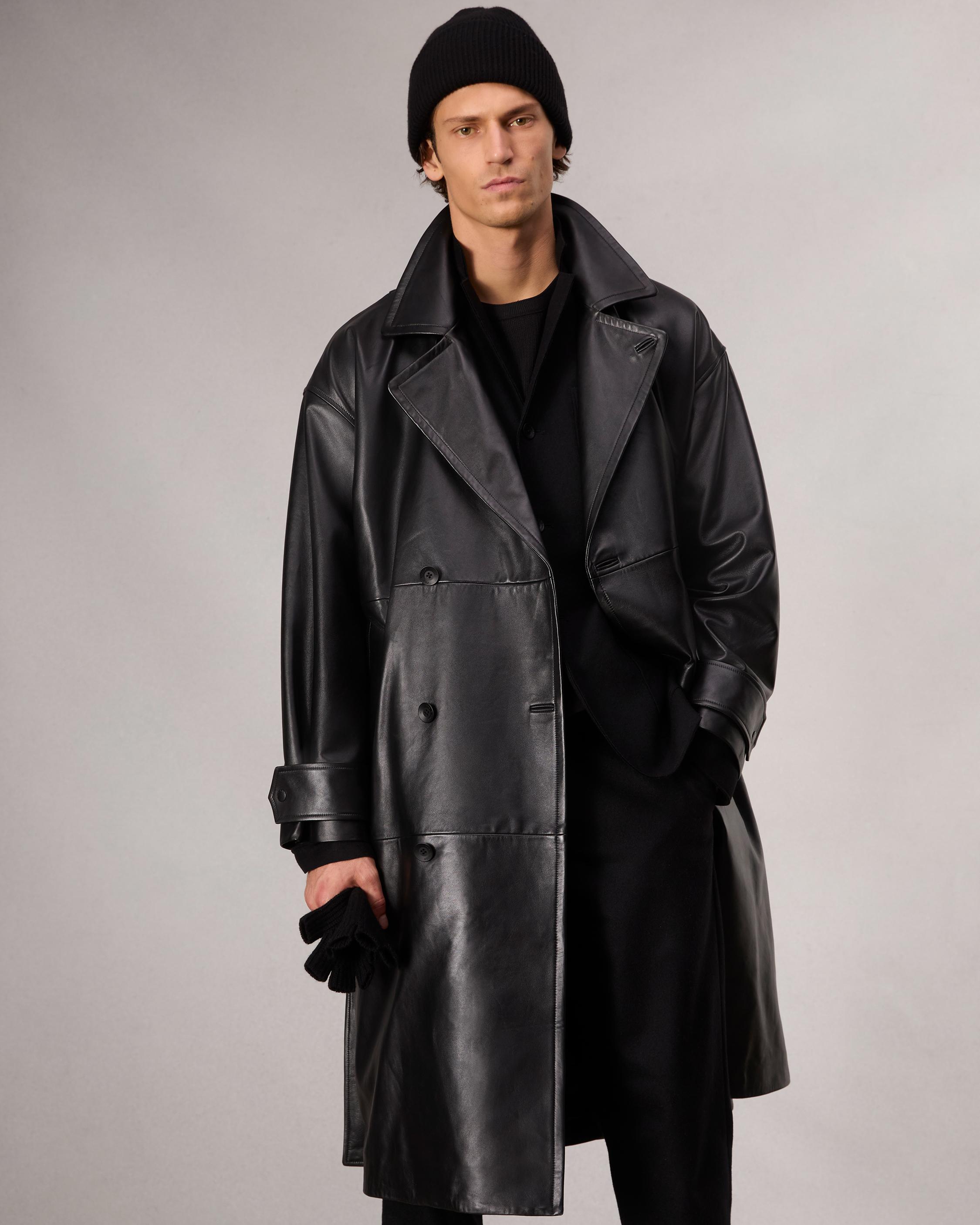 Tyler Leather Trench Coat image number 7