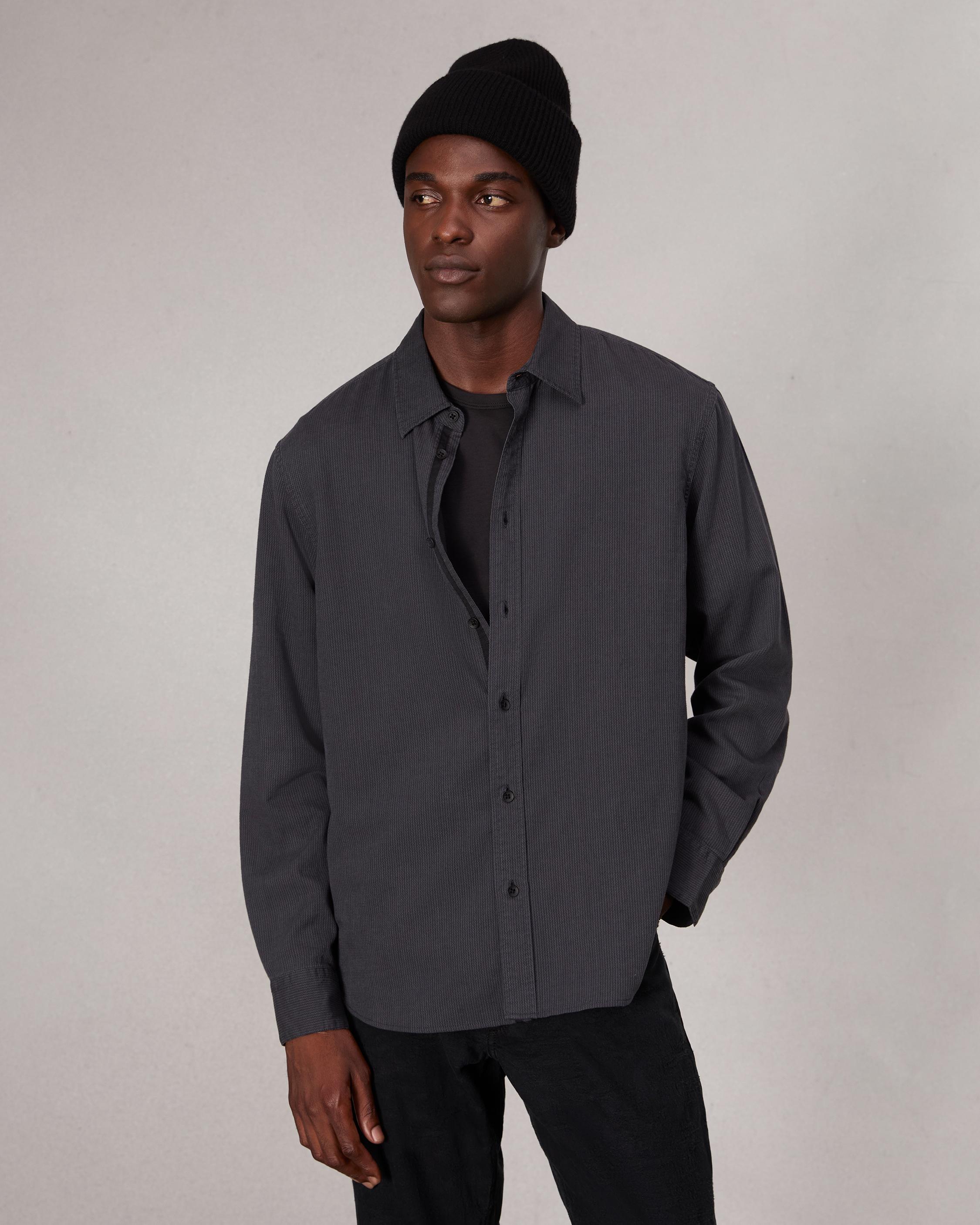 Finch Textured Striped Shirt - Black Stripe | rag & bone