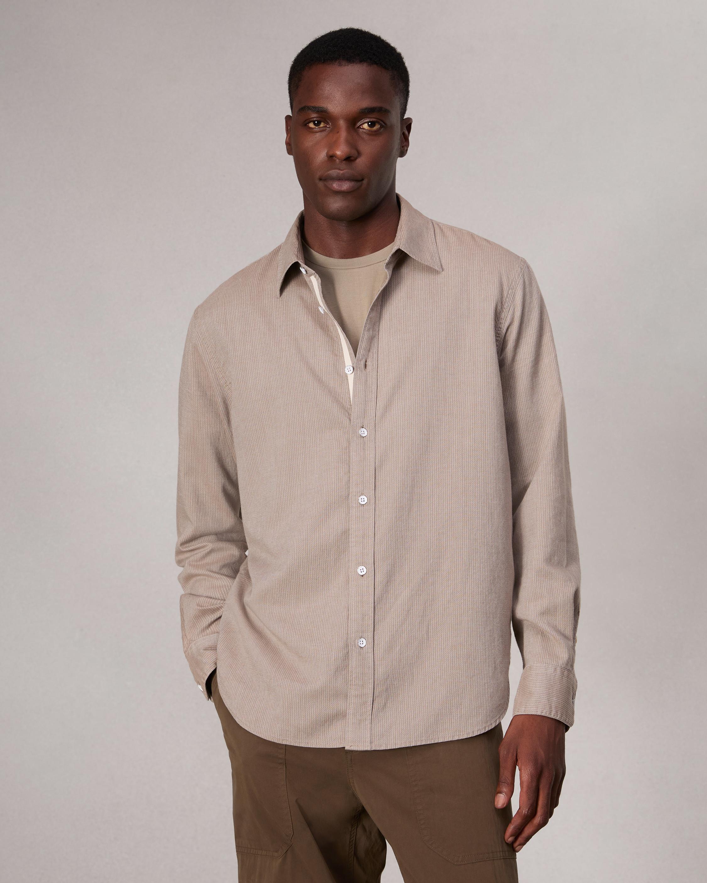 Finch Textured Striped Shirt - Khaki Stripe | rag & bone