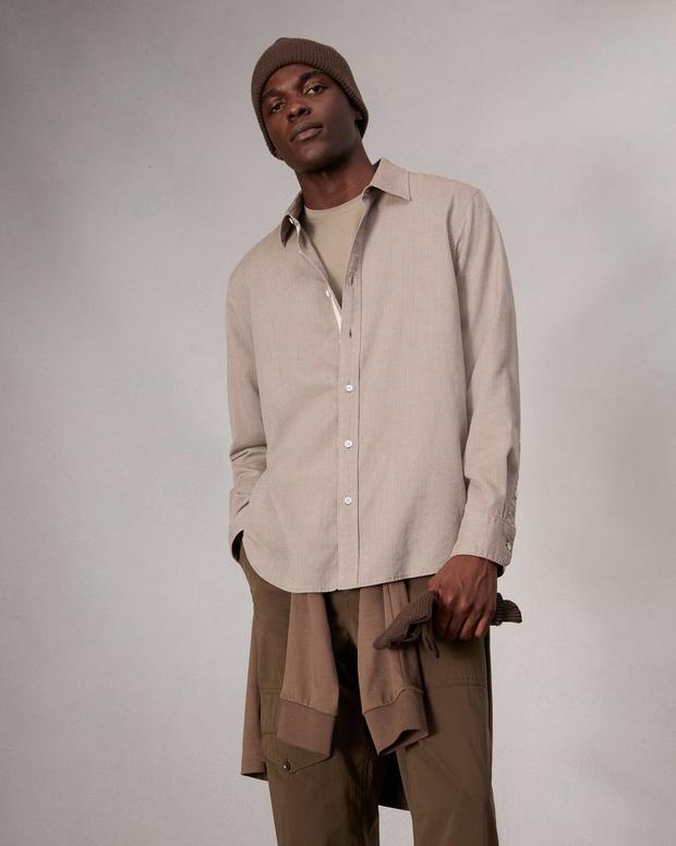 Finch Textured Striped Shirt - Khaki Stripe | rag & bone Finch Textured Striped Shirt - Khaki Stripe | rag & bone