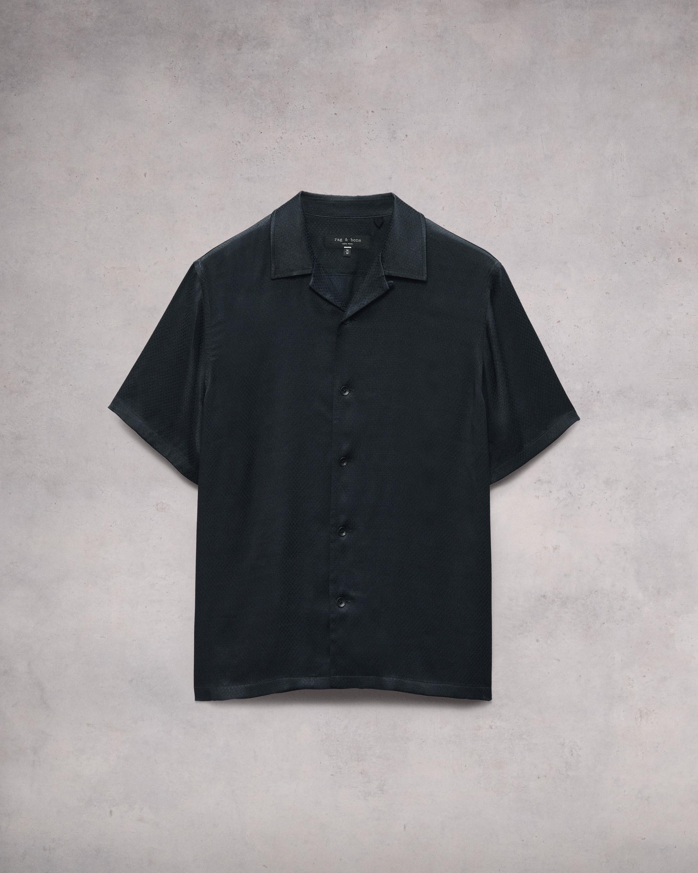 Black Wrap Shirt with Jacquard Texture main image 1