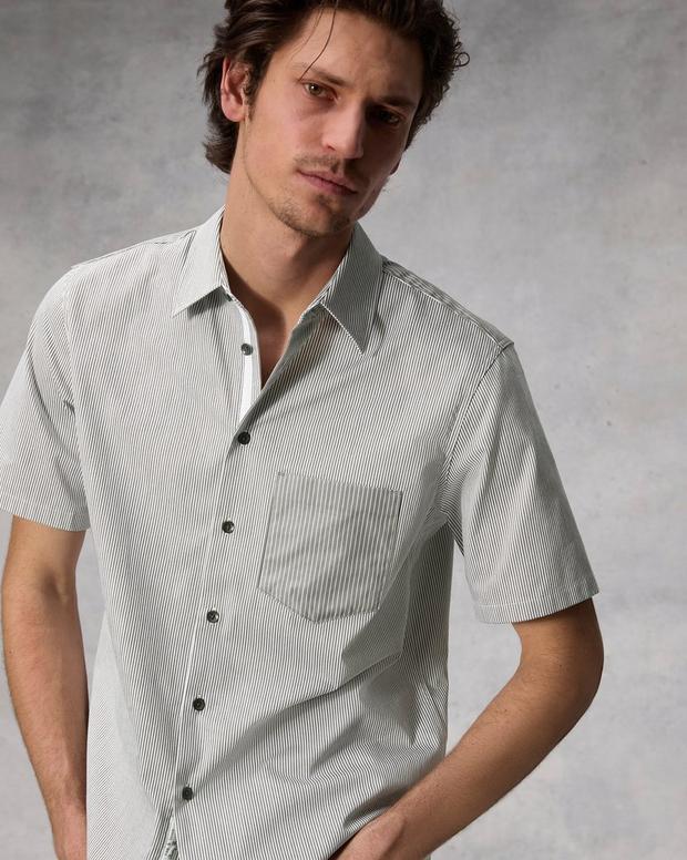 Dalton Striped Cotton Nylon Shirt image number 6