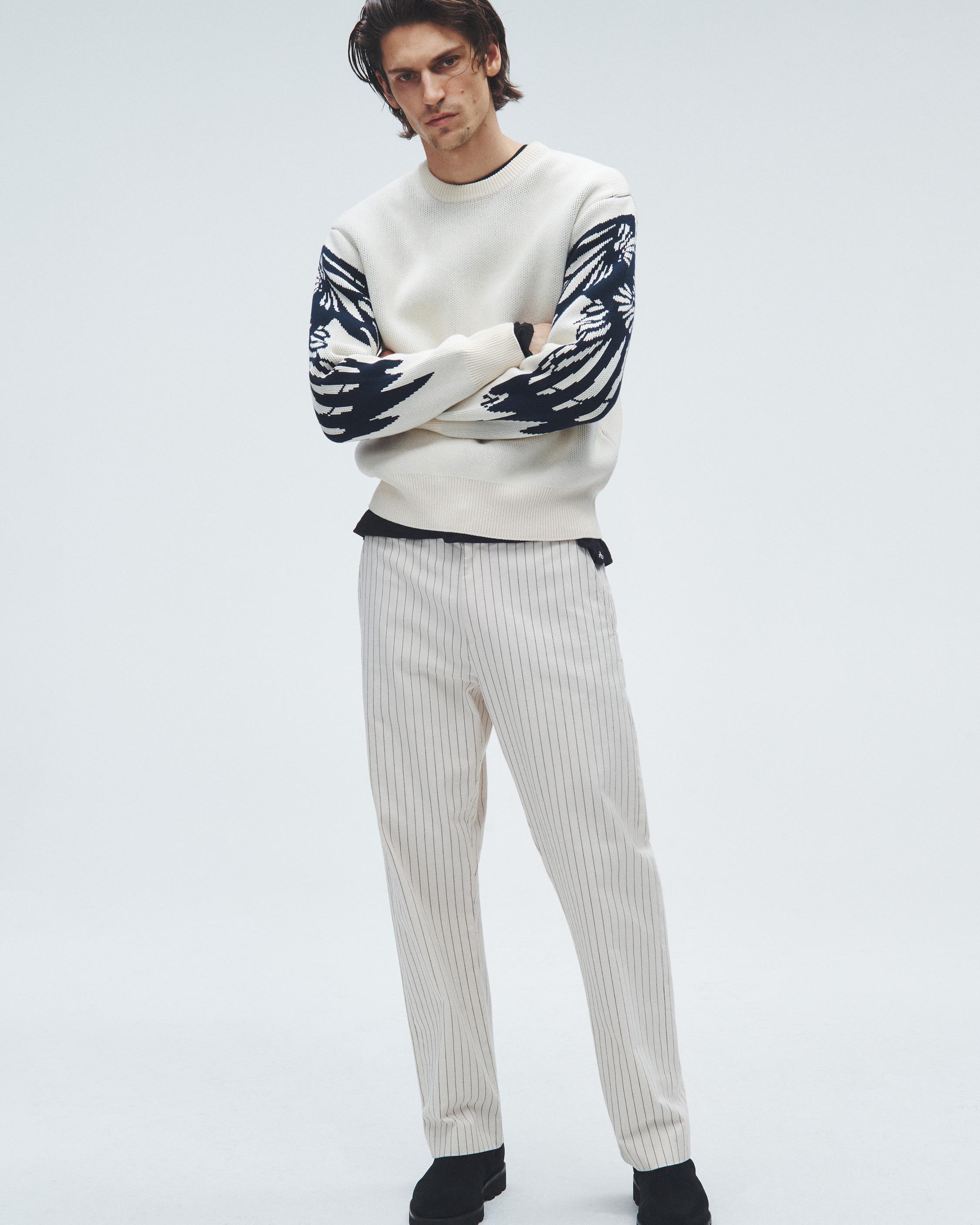 Woven Cotton Herringbone Pants with Drawcord Hems - The Numero Uno - AYR
