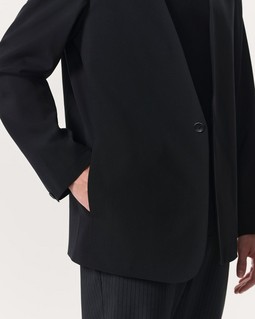 Collarless Wool-Blend Ripstop Blazer - Black | rag & bone Collarless Wool-Blend Ripstop Blazer - Black | rag & bone