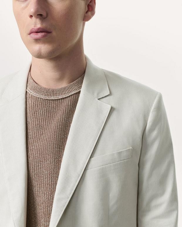 Butler Striped Stretch Cotton Blazer - Grey Stripe | rag & bone Butler Striped Stretch Cotton Blazer - Grey Stripe | rag & bone