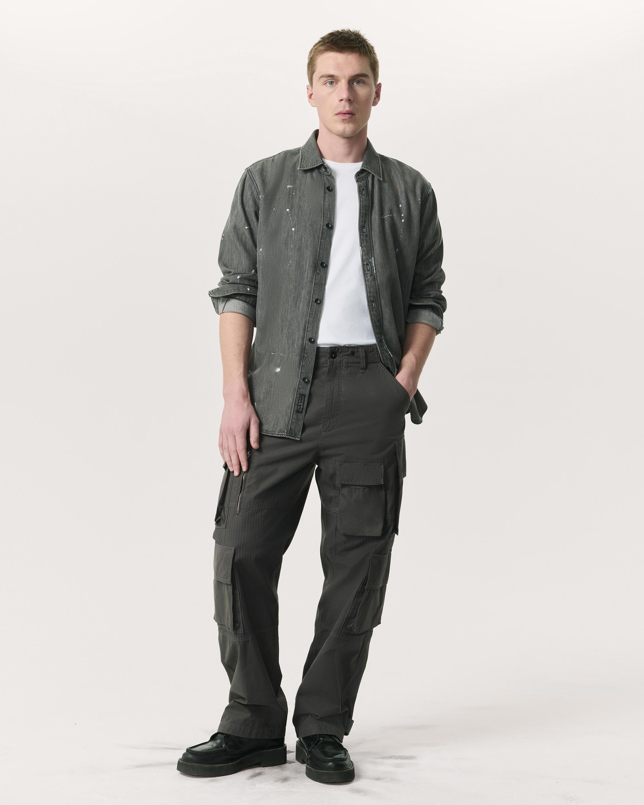 Union Relaxed Straight Cotton Cargo Pants - Dark Grey | rag & bone