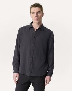 Finch Striped Cotton Gauze Shirt - Dark Grey | rag & bone Finch Striped Cotton Gauze Shirt - Dark Grey | rag & bone