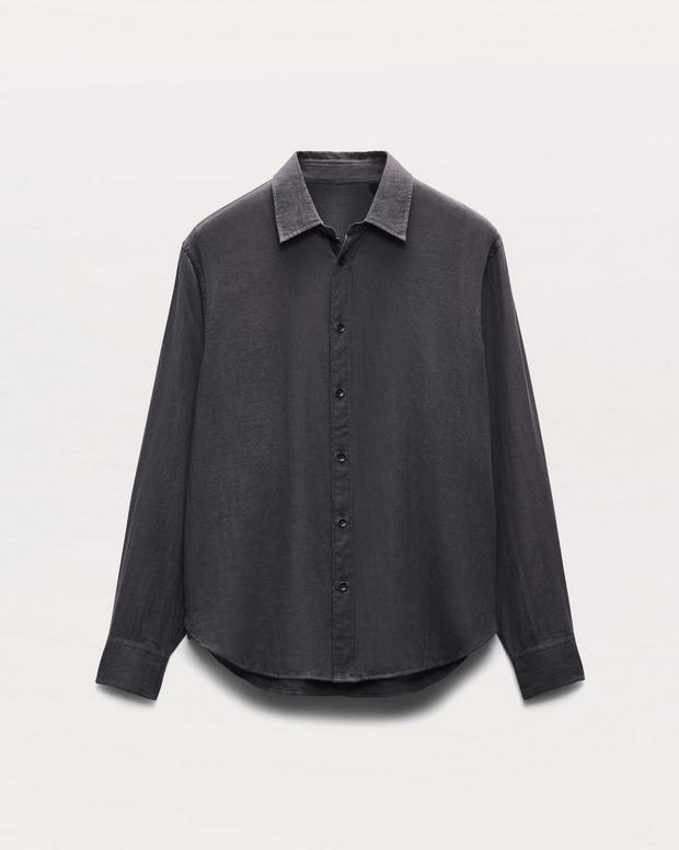 Finch Striped Cotton Gauze Shirt - Dark Grey | rag & bone Finch Striped Cotton Gauze Shirt - Dark Grey | rag & bone