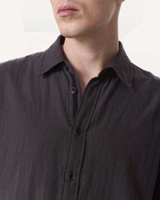 Finch Striped Cotton Gauze Shirt - Dark Grey | rag & bone Finch Striped Cotton Gauze Shirt - Dark Grey | rag & bone
