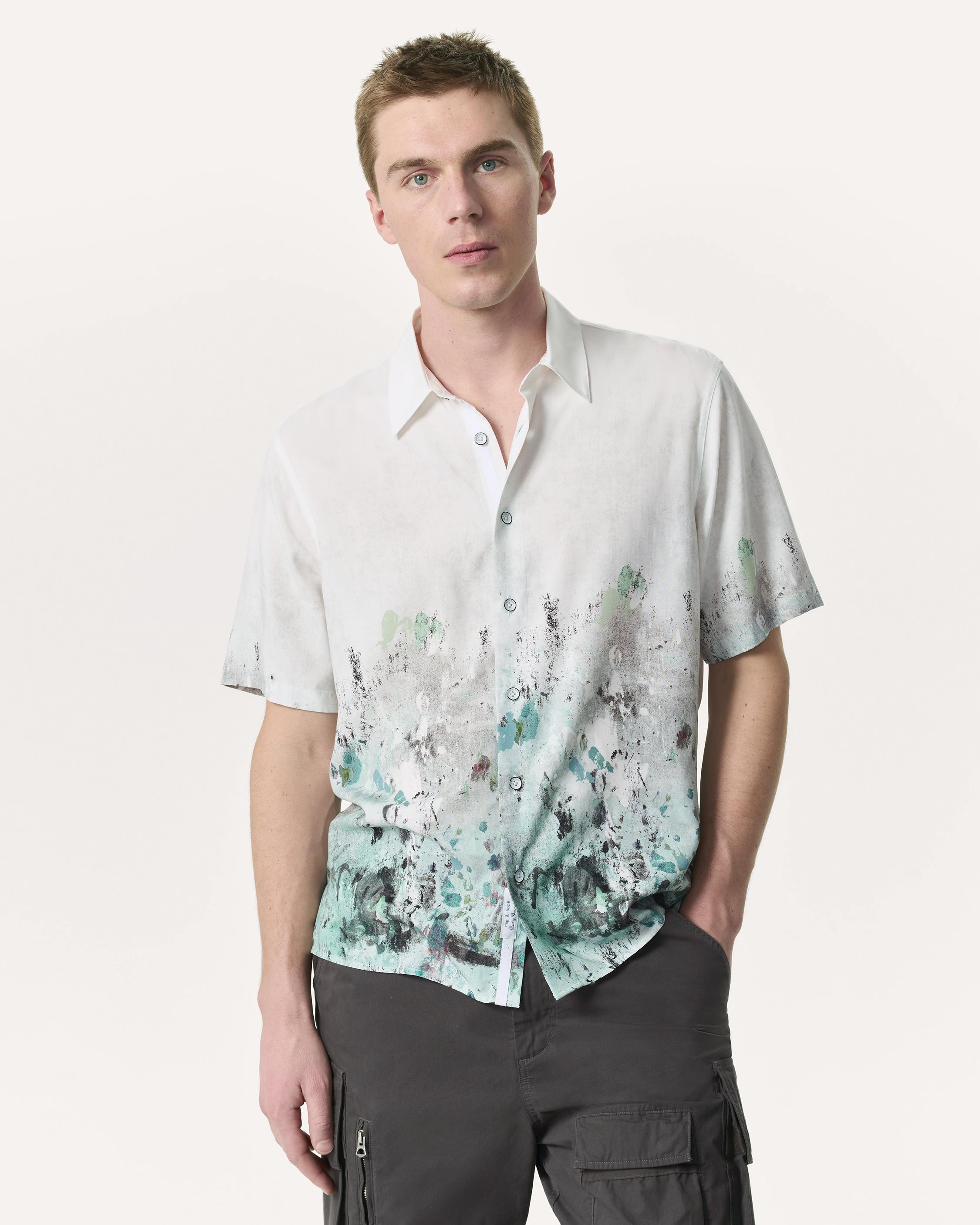 Relaxed Fit Dalton Paint Splatter Shirt - White Paint | rag & bone