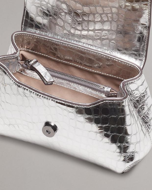 Realm Embossed Metallic Leather Crossbody Bag Realm Embossed Metallic Leather Crossbody Bag