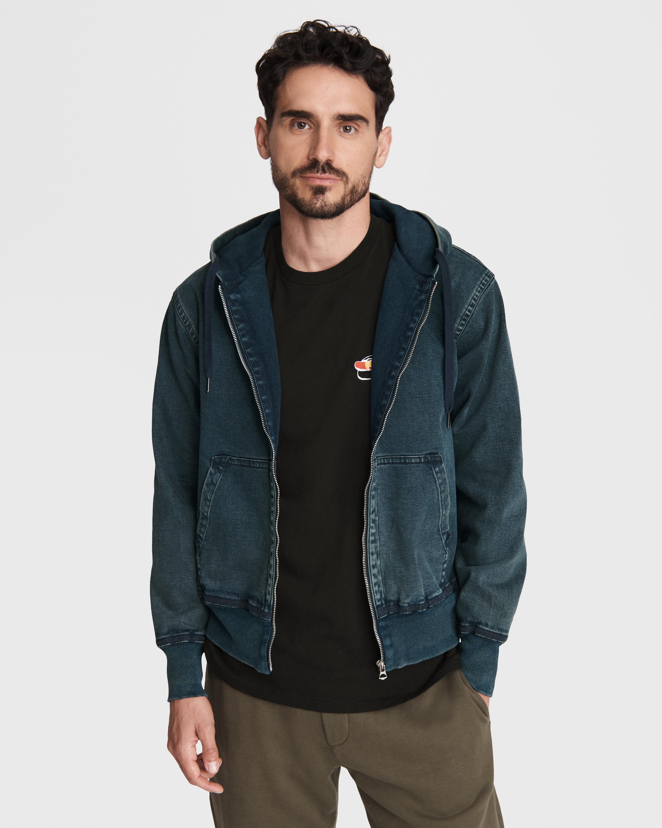 Damon Zip Loopback Denim Hoodie