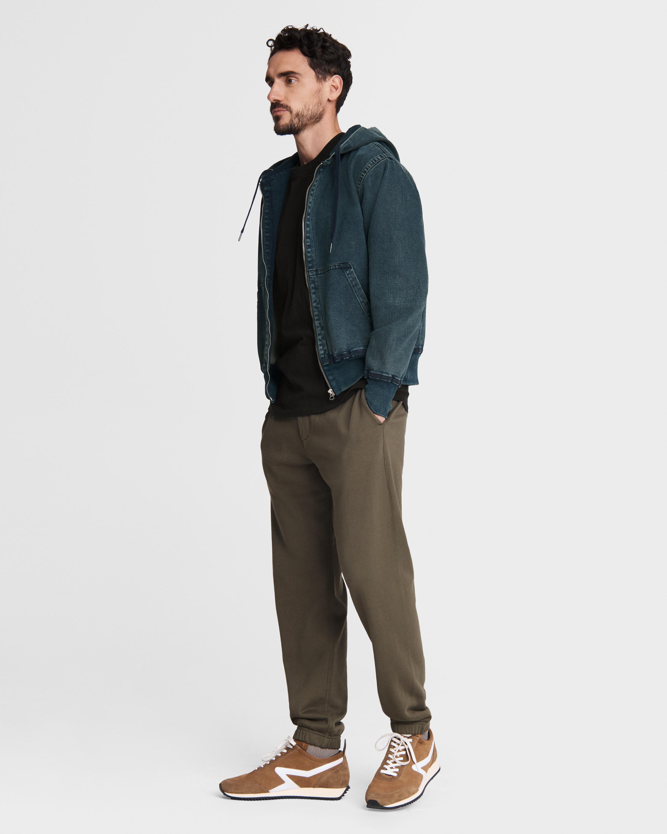 Damon Zip Loopback Denim Hoodie image number 4