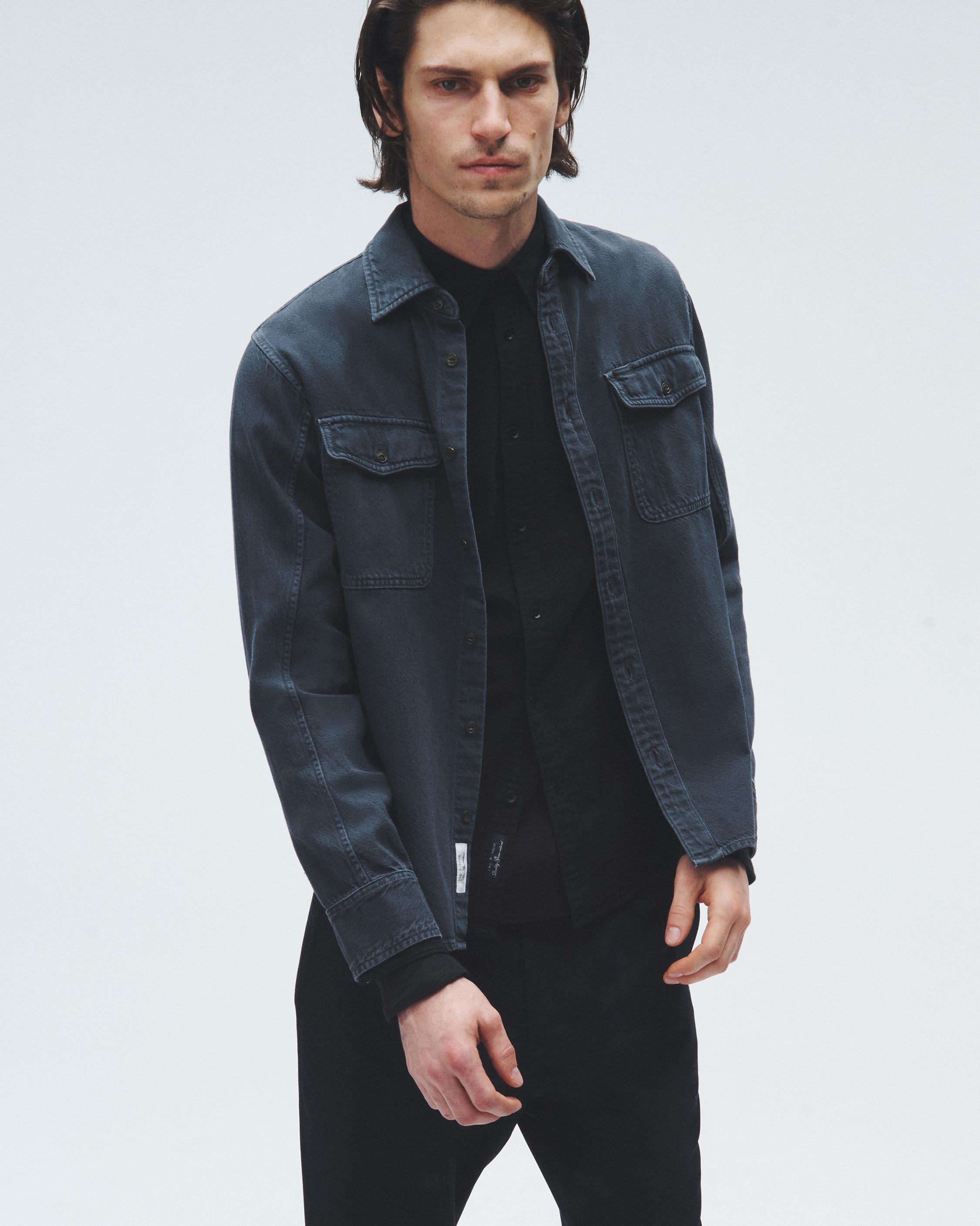 Rag and bone denim jacket with leather sleeves best sale